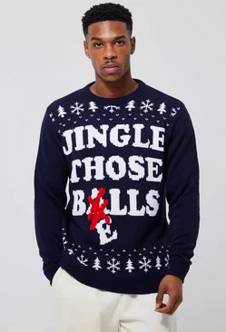 Navy Jingle Those Bells Christmas Sweater
