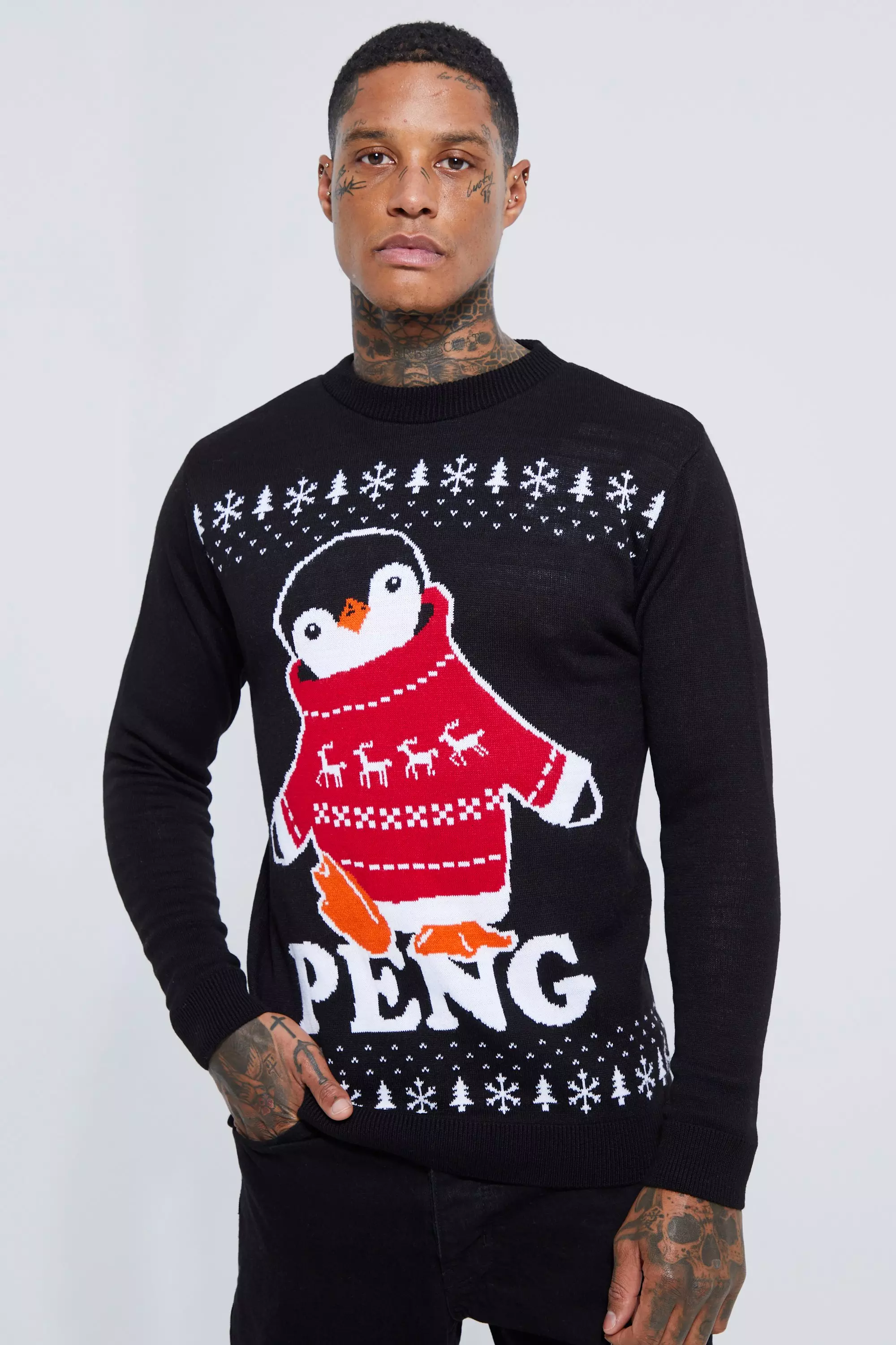 Peng Penguin Christmas Sweater Black
