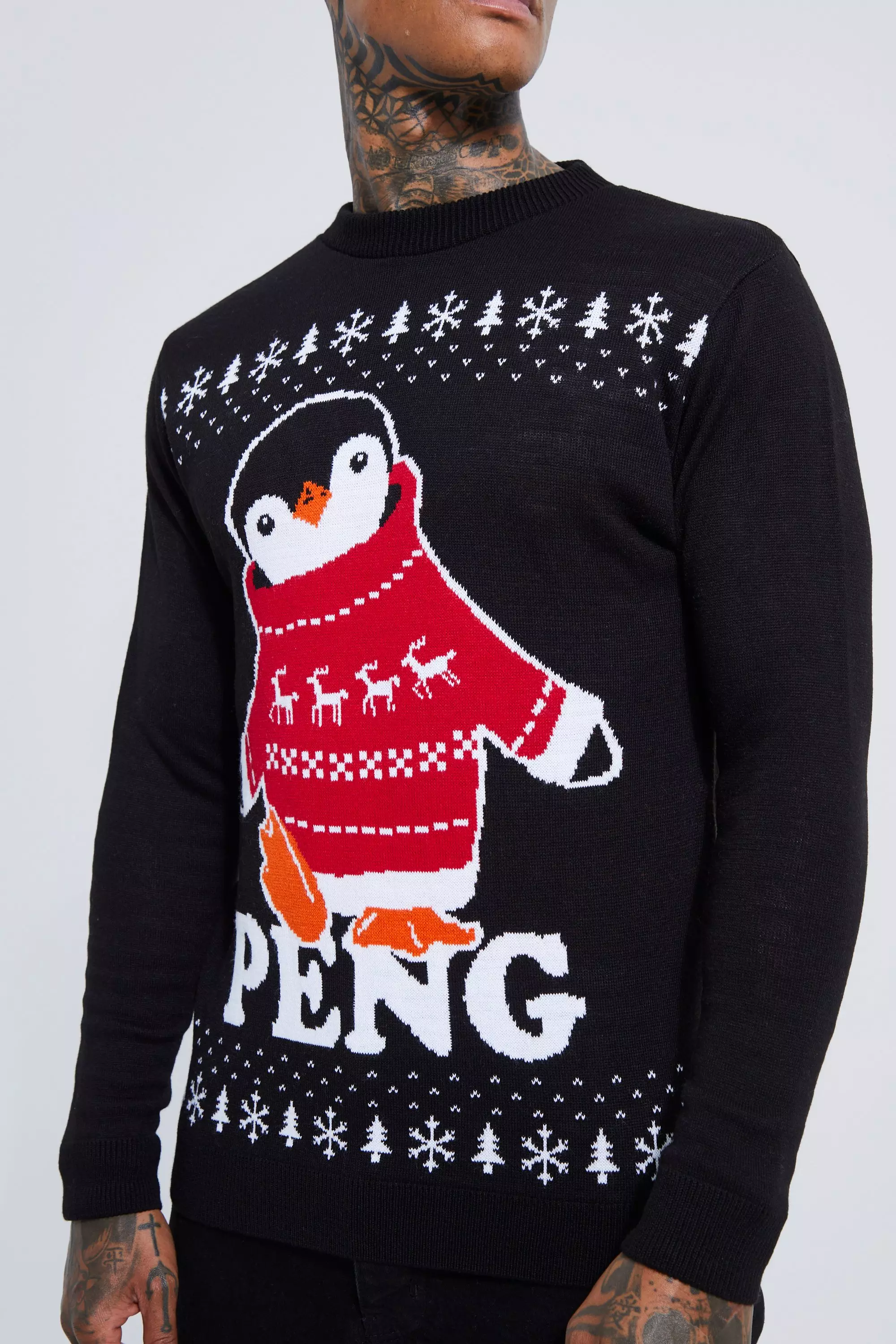 Black Peng Penguin Christmas Jumper alternative image