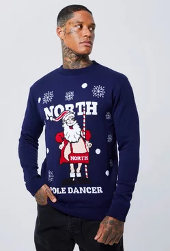 Navy North Pole Dancer Christmas Sweater