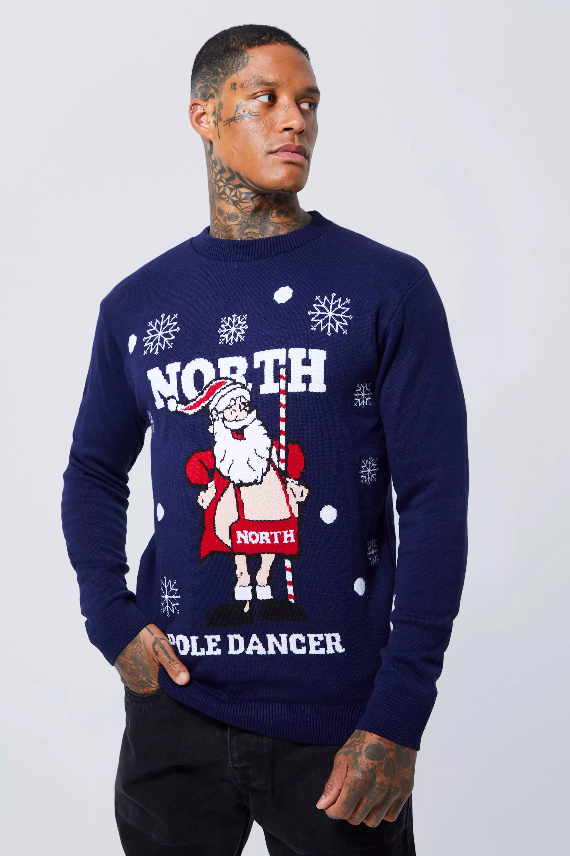 North Pole Dancer Christmas Sweater Navy