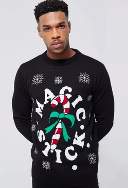 Magic Stick Christmas Sweater Black