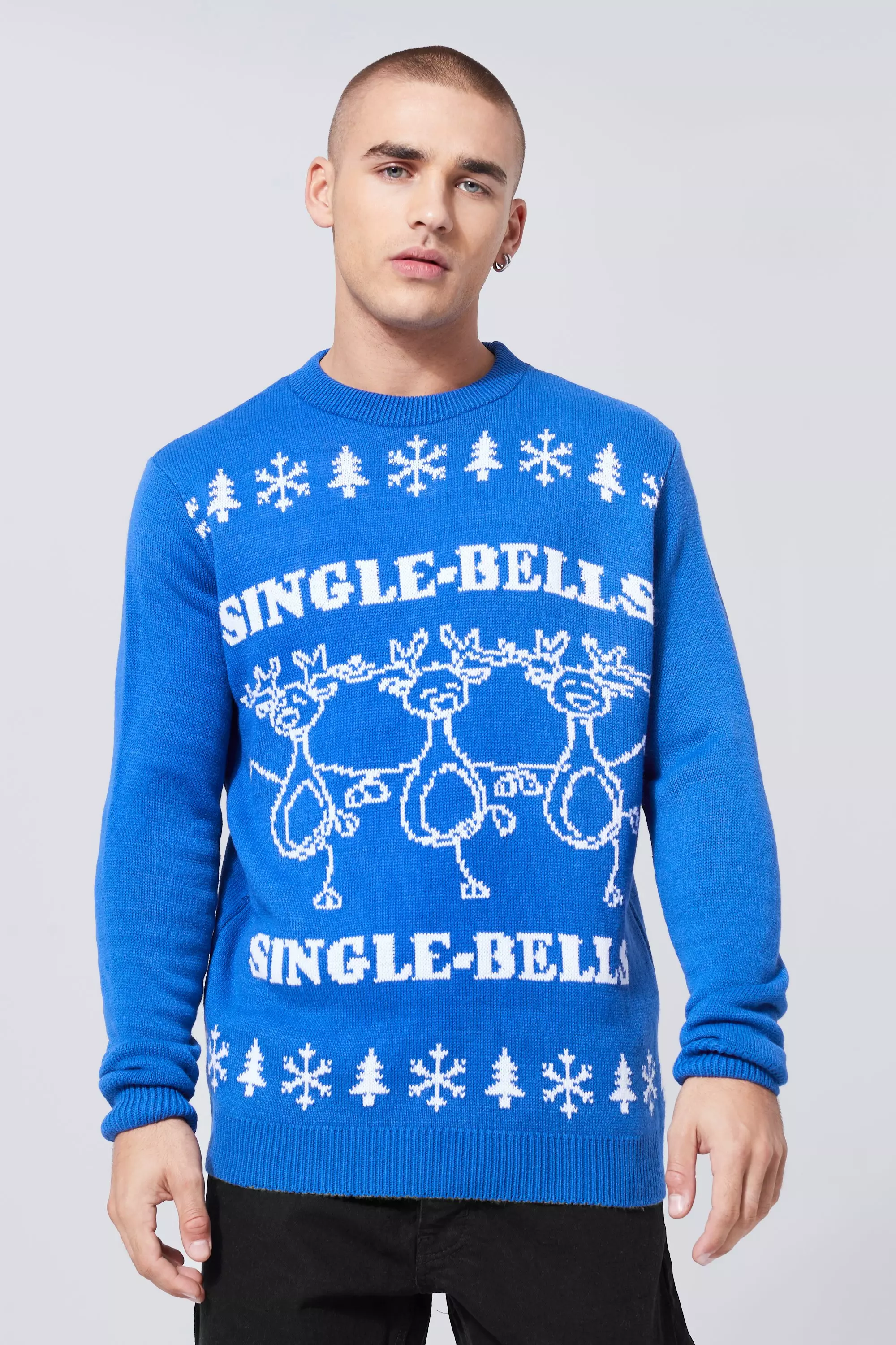 Navy Single Bells Christmas Jumper alternative image