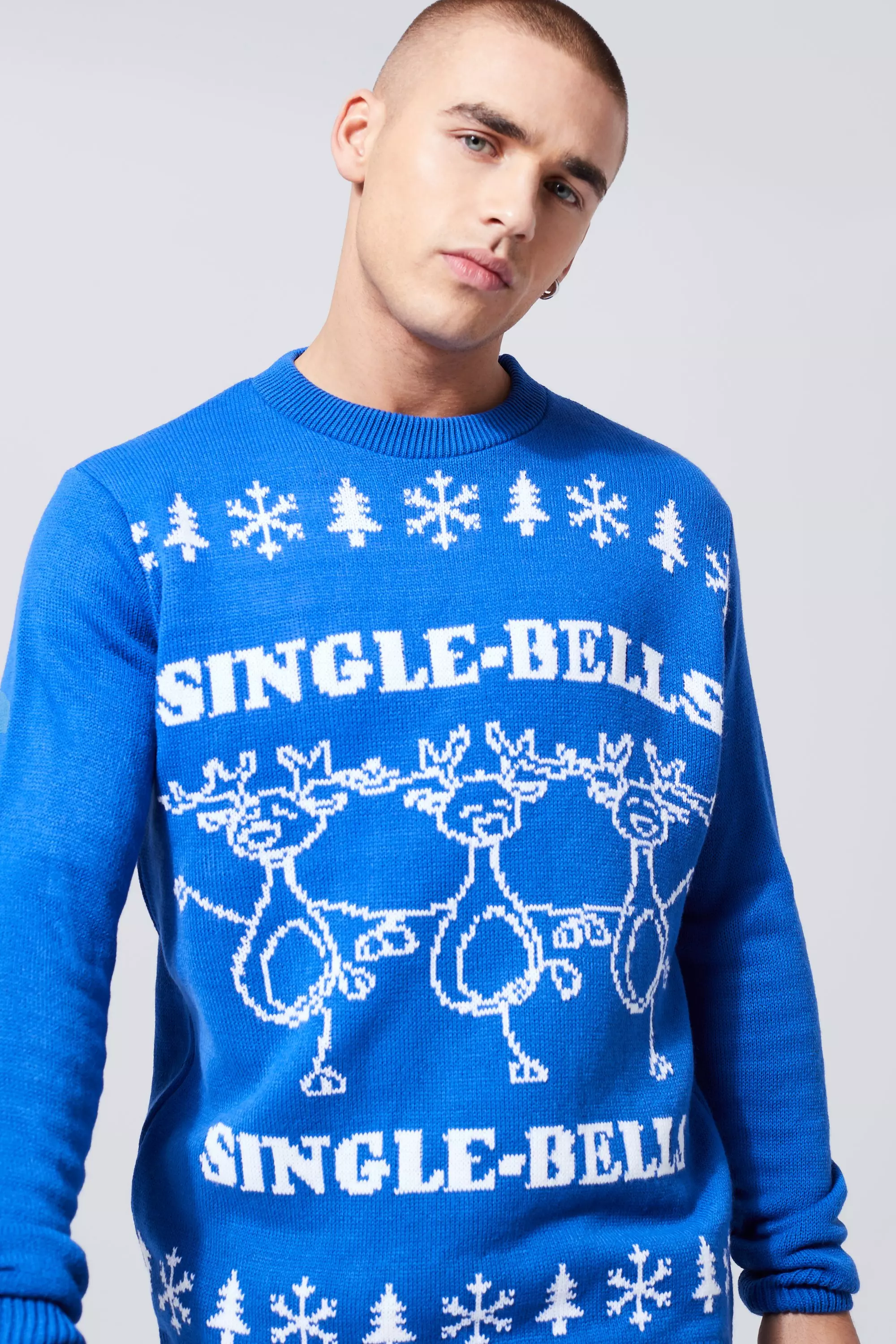 Navy Single Bells Christmas Jumper alternative image