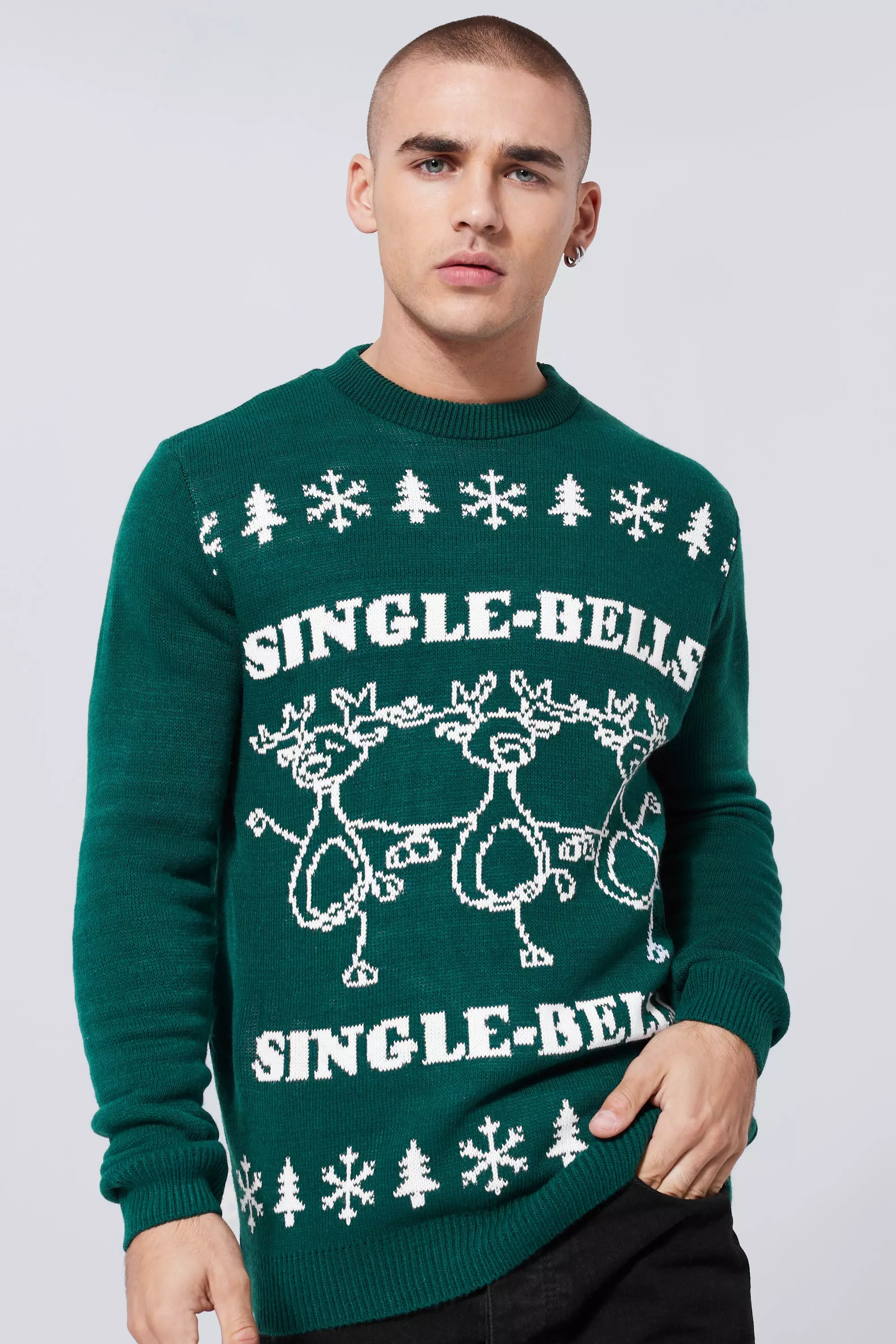 Green Single Bells Christmas Jumper alternative image