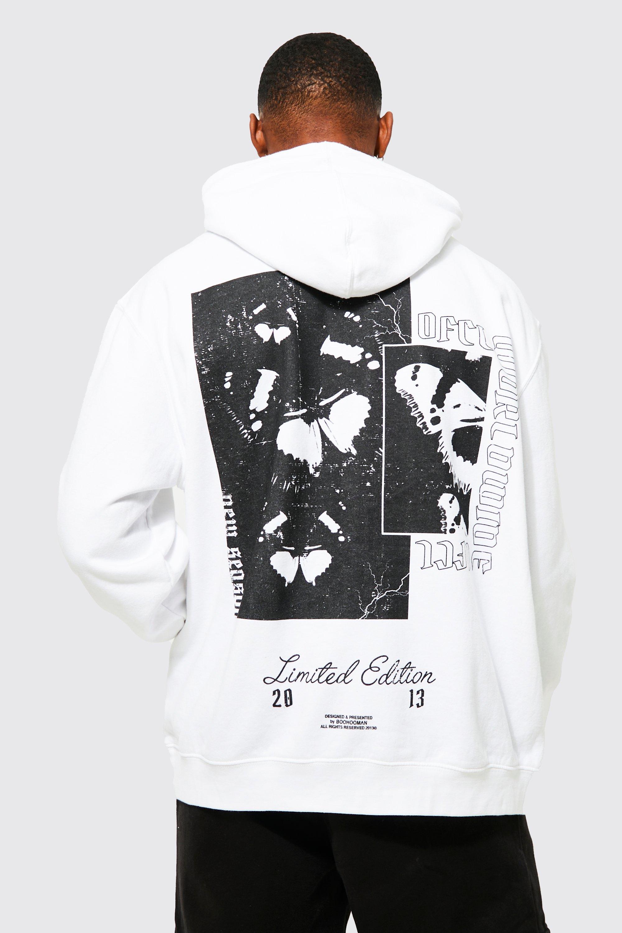 Oversized Butterfly Graphic Hoodie | boohooMAN UK