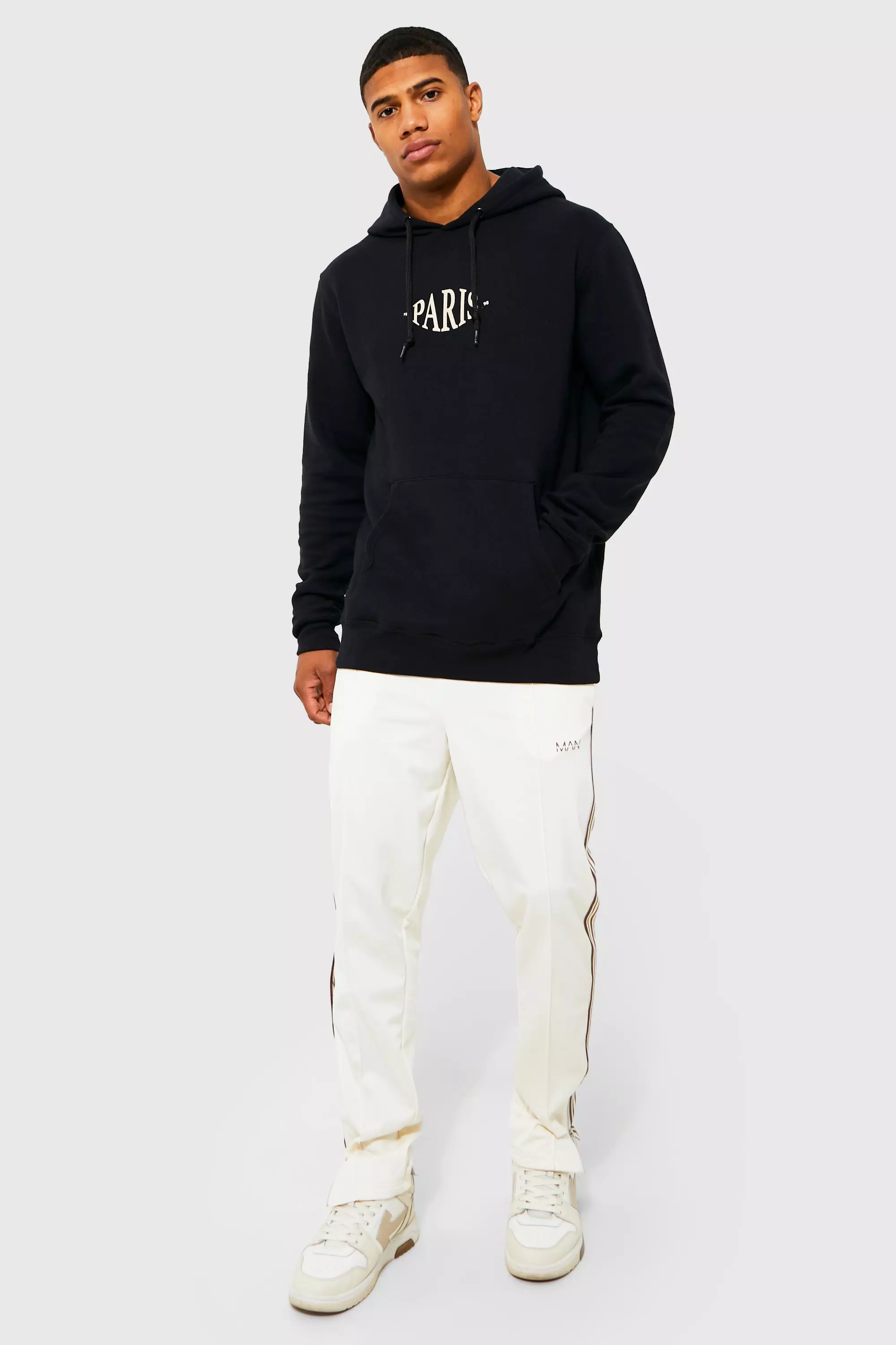 Felpa Oversize Con Grafica Paris E Cappuccio, Black immagine alternativa