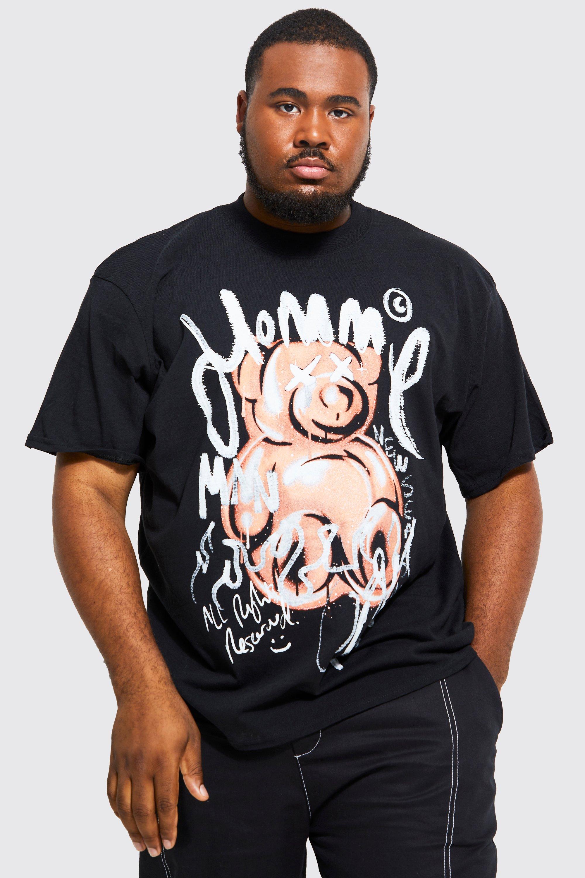 Plus Oversized Chrome Teddy Graphic T-shirt | boohooMAN USA