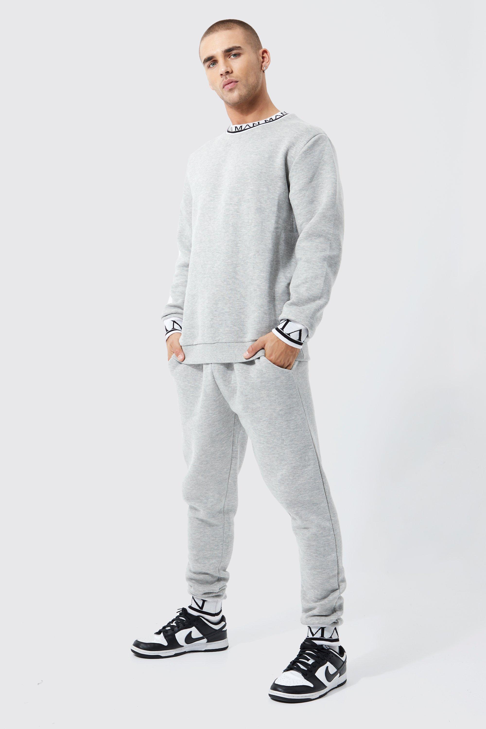 Boohooman grey 2025 tracksuit bottoms