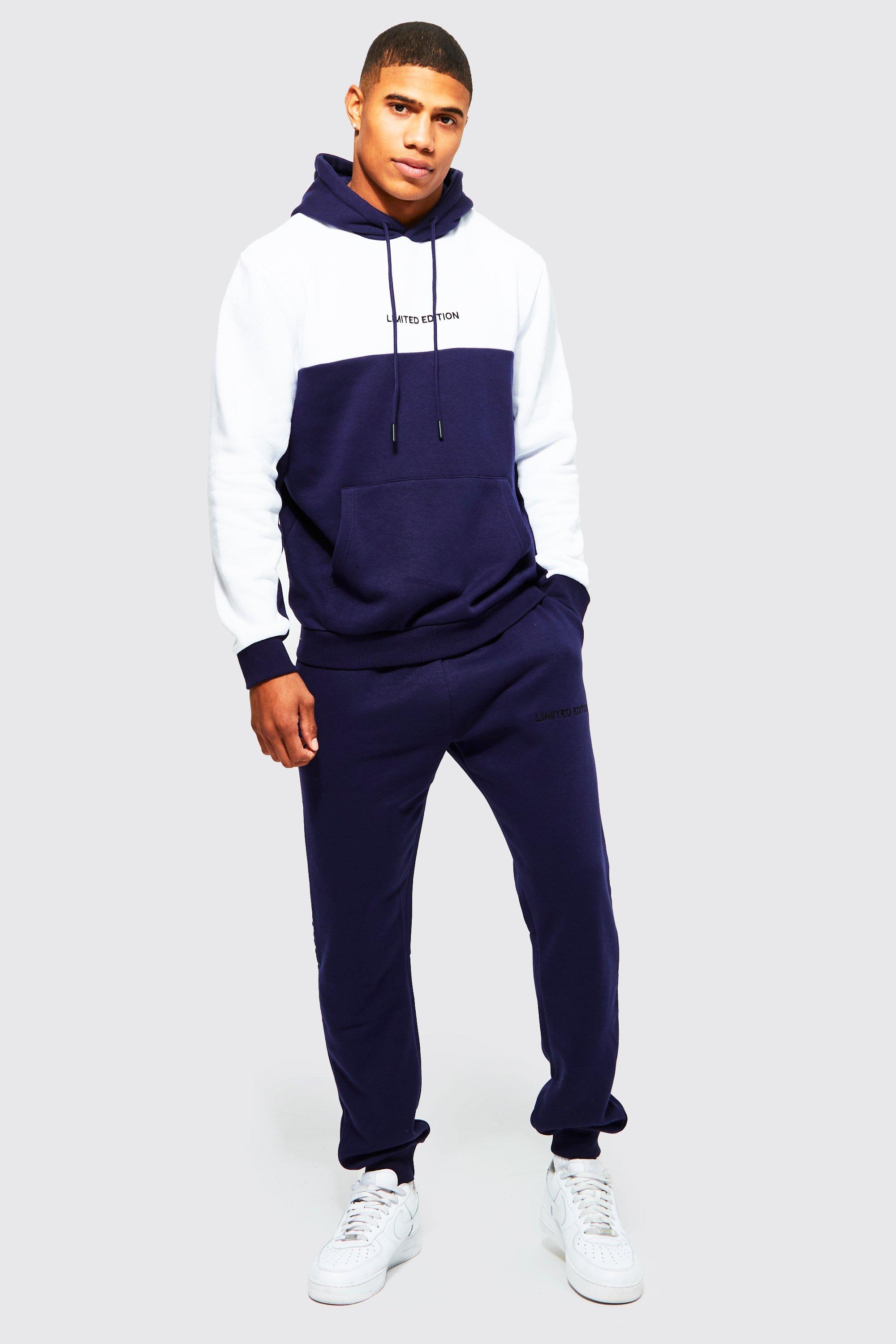 Boohooman hot sale navy tracksuit