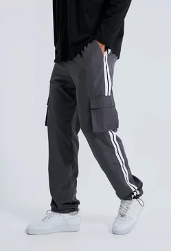 Tall Shell Cargo Trouser With Sports Tape Dark grey