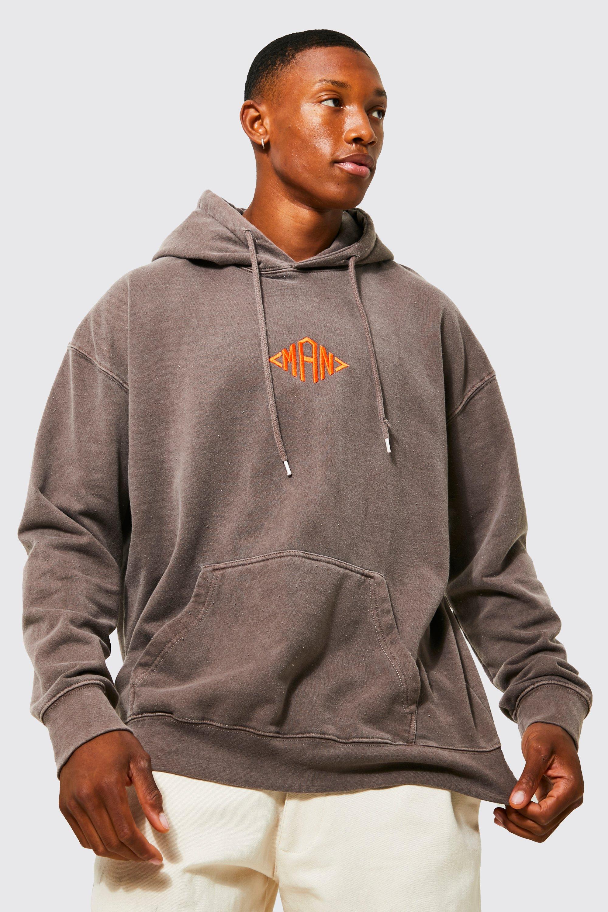 Oversized Washed Man Diamond Washed Hoodie | boohooMAN USA