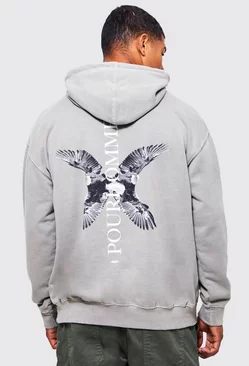Oversized Washed Dove Graphic Hoodie Sage