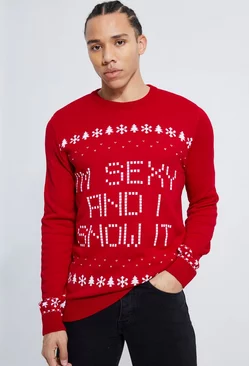 Tall I'm Sexy And I Snow It Christmas Sweater Red