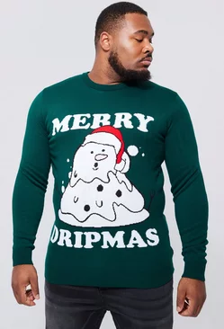 Forest Green Plus Merry Dripmas Christmas Sweater