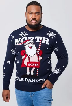 Plus North Pole Dancer Christmas Sweater Navy