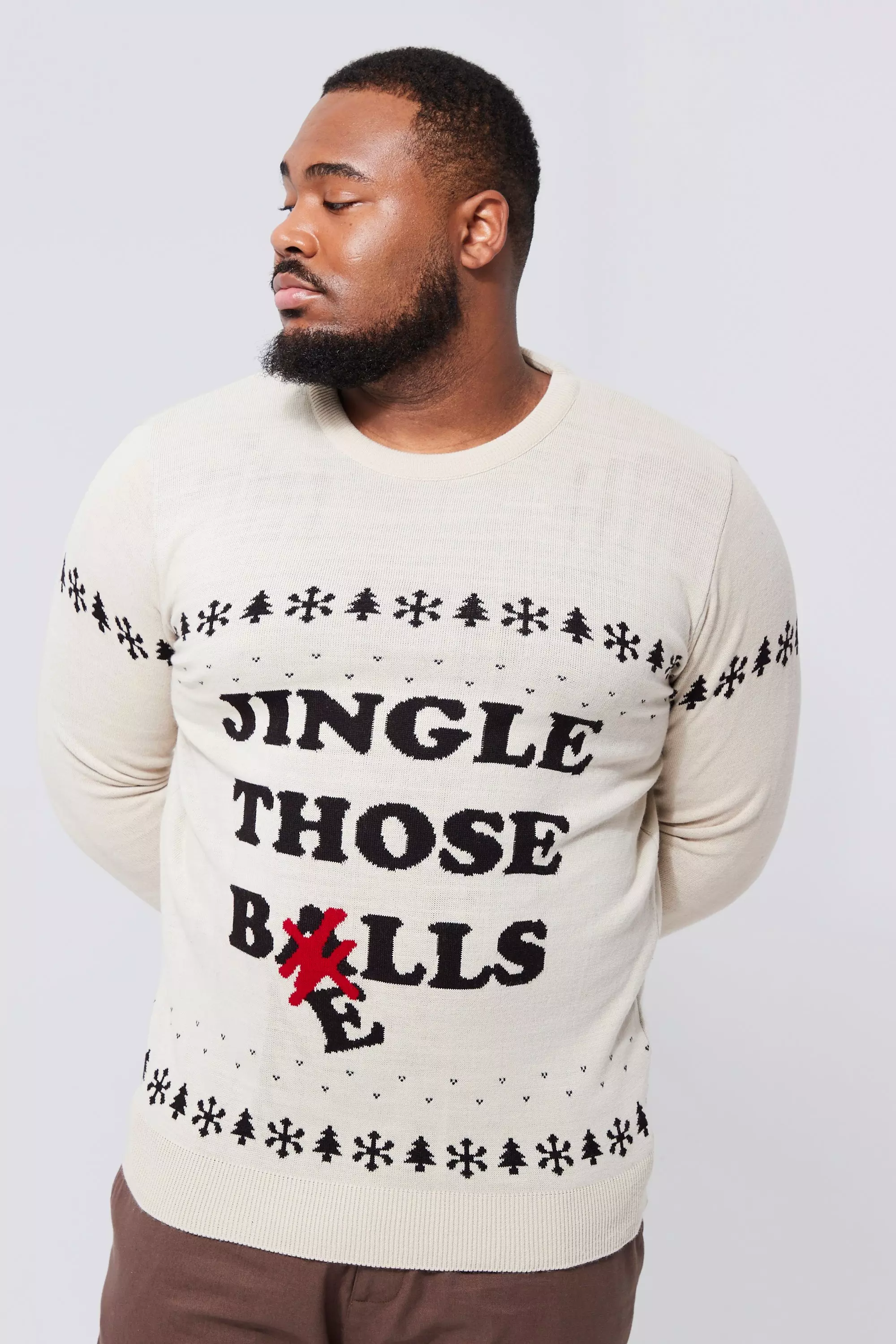 Plus Jingle Those Bells Christmas Sweater Ecru