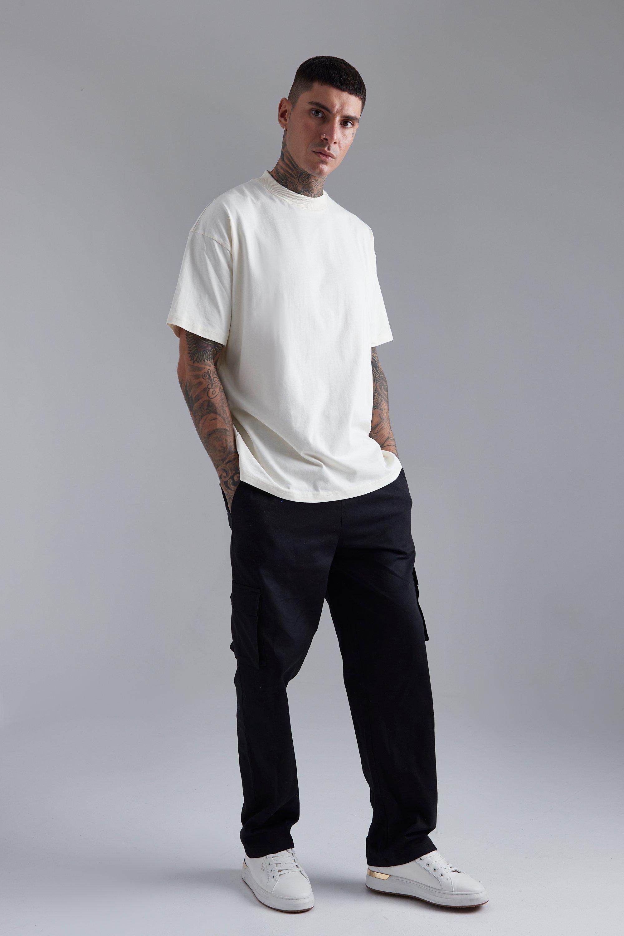 Oversized Heavyweight T shirt And Cargo Set boohooMAN USA