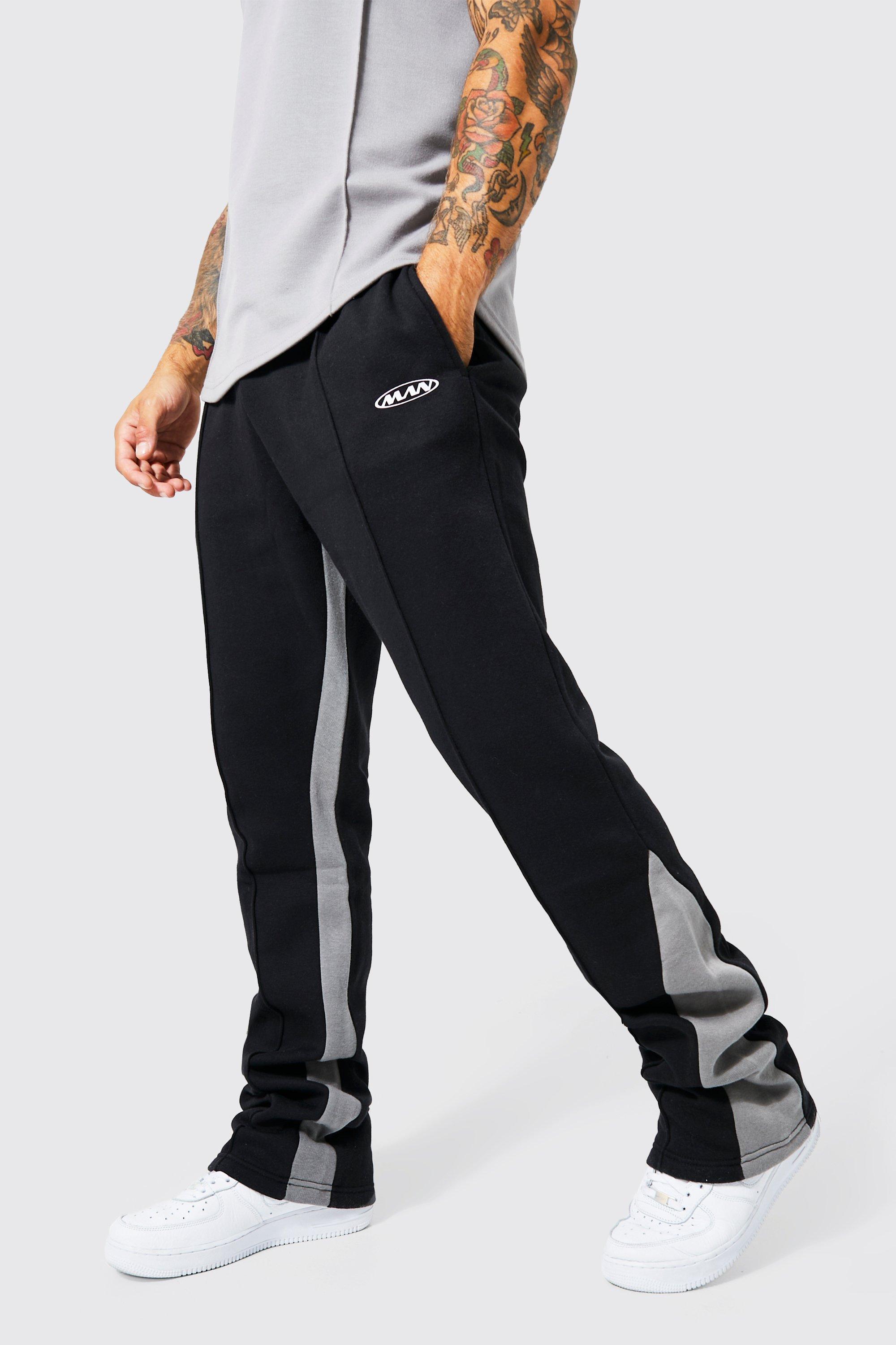 Man Slim Stacked Flare Contrast Gusset Jogger | boohooMAN USA