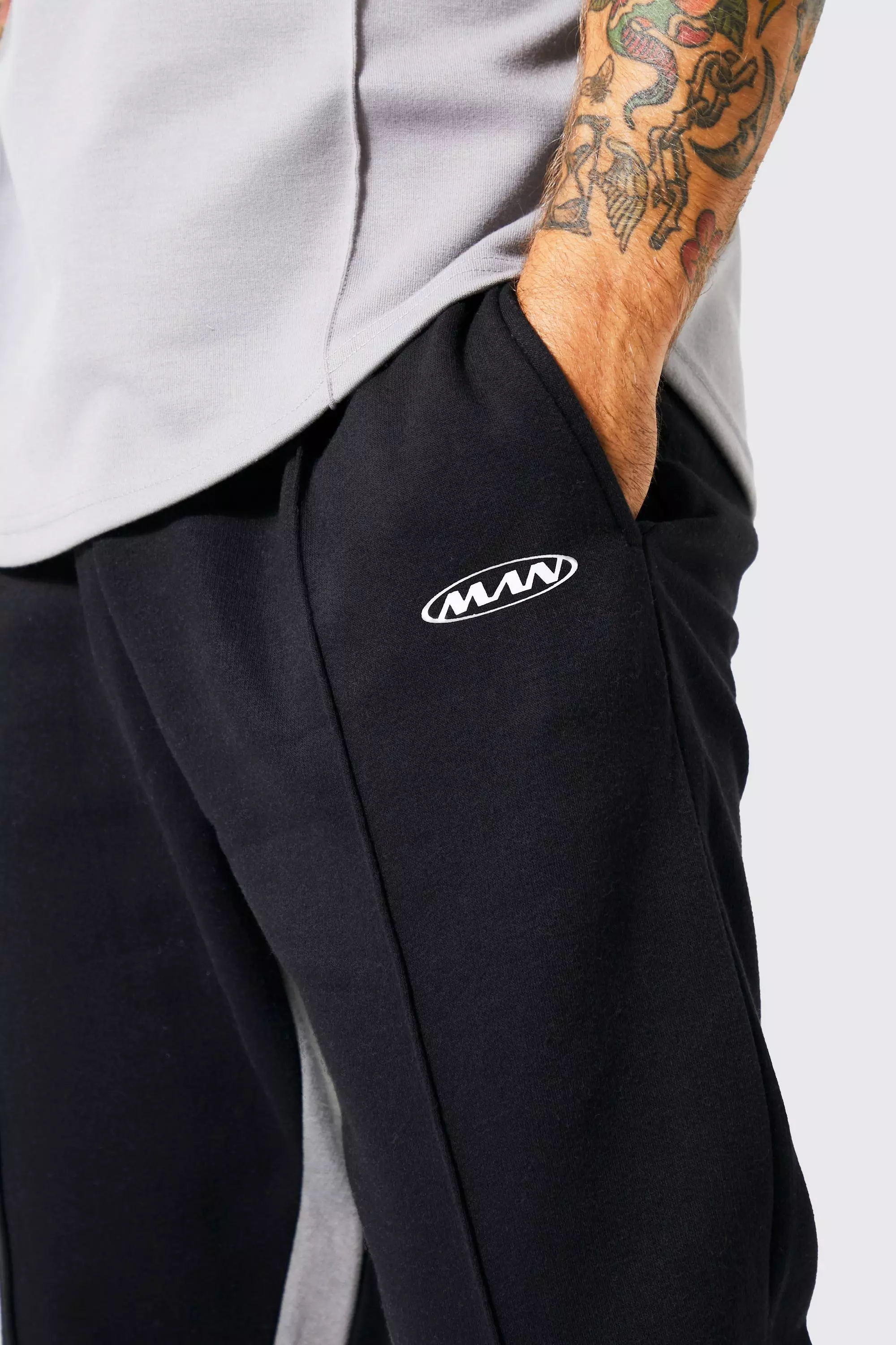 Man Slim Stacked Flare Contrast Gusset Jogger | boohooMAN USA