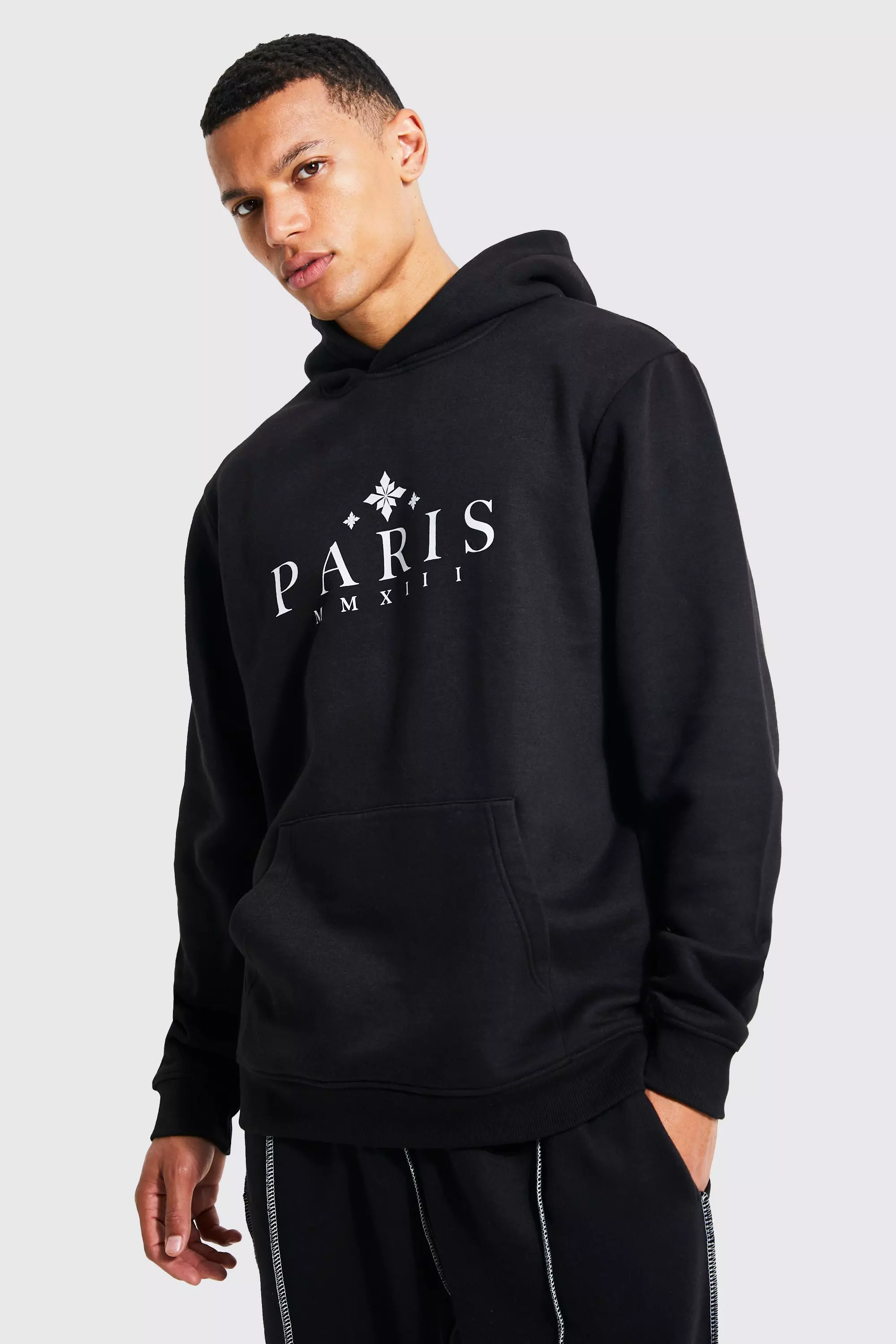 Black Tall Paris City Print Hoodie alternative image
