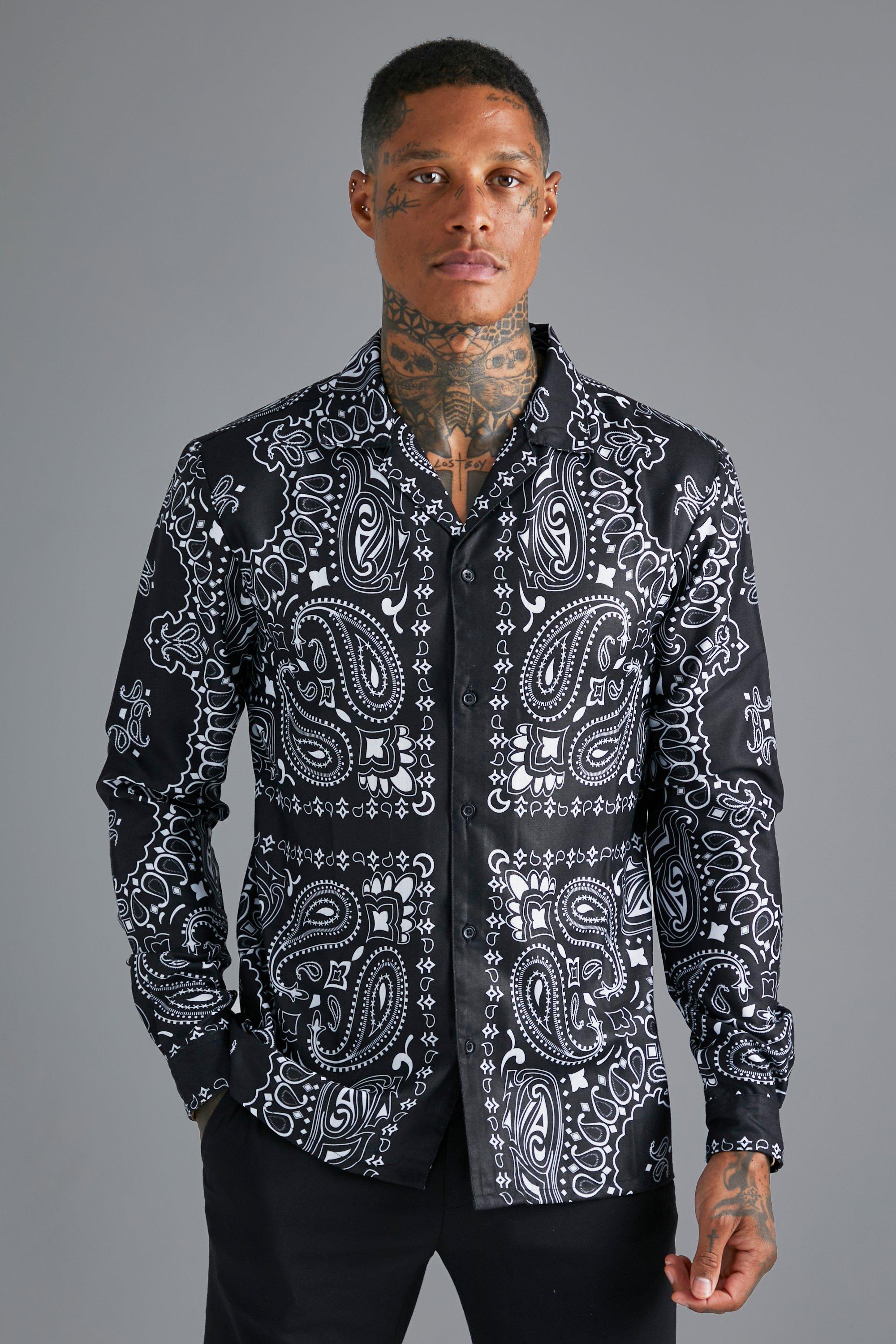 Black bandana printed shirt | online | vestirio XL