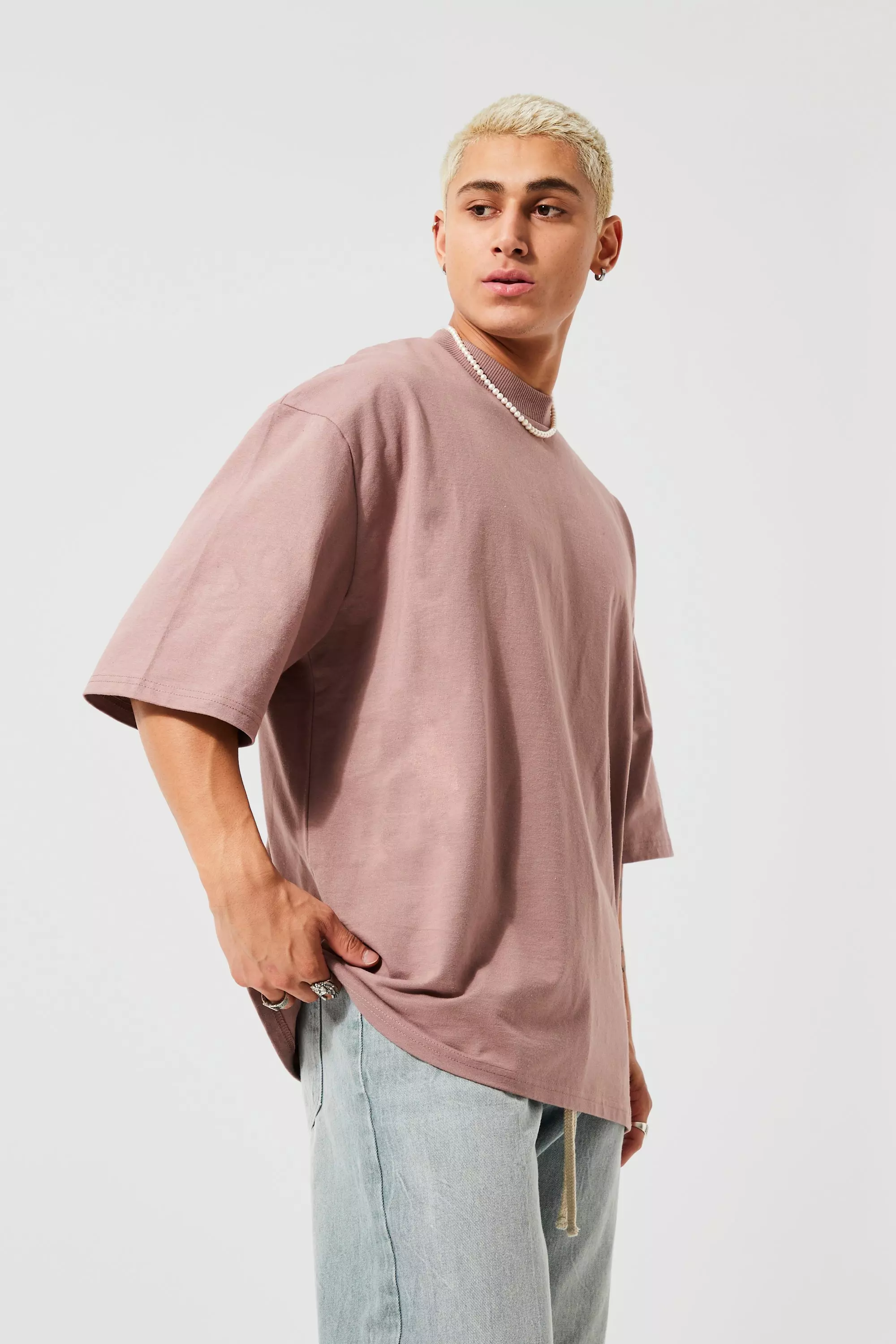 Oversized Heavyweight Half Sleeve T-shirt Mauve