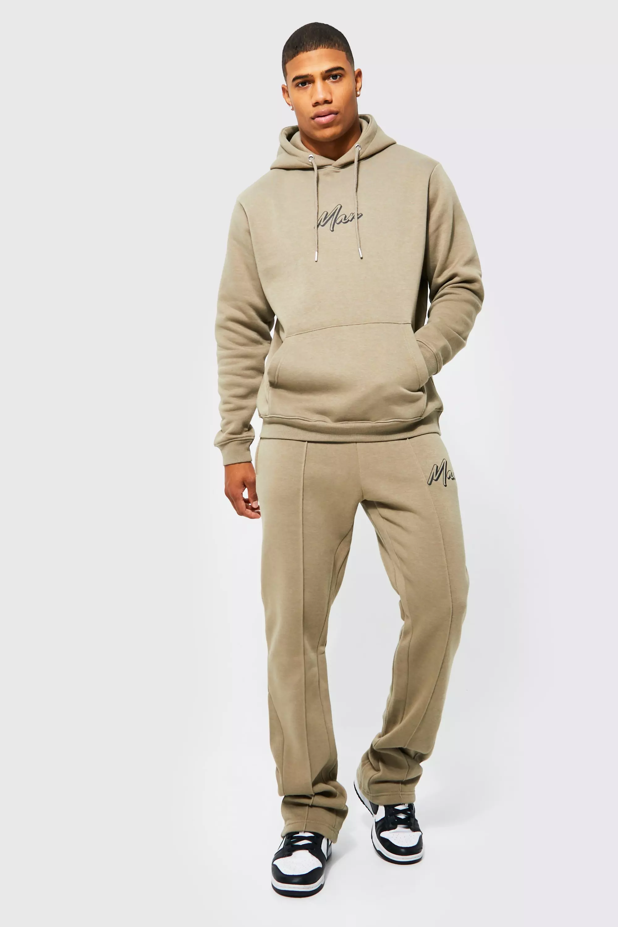 Man Gusset Detail Hooded Tracksuit Stone