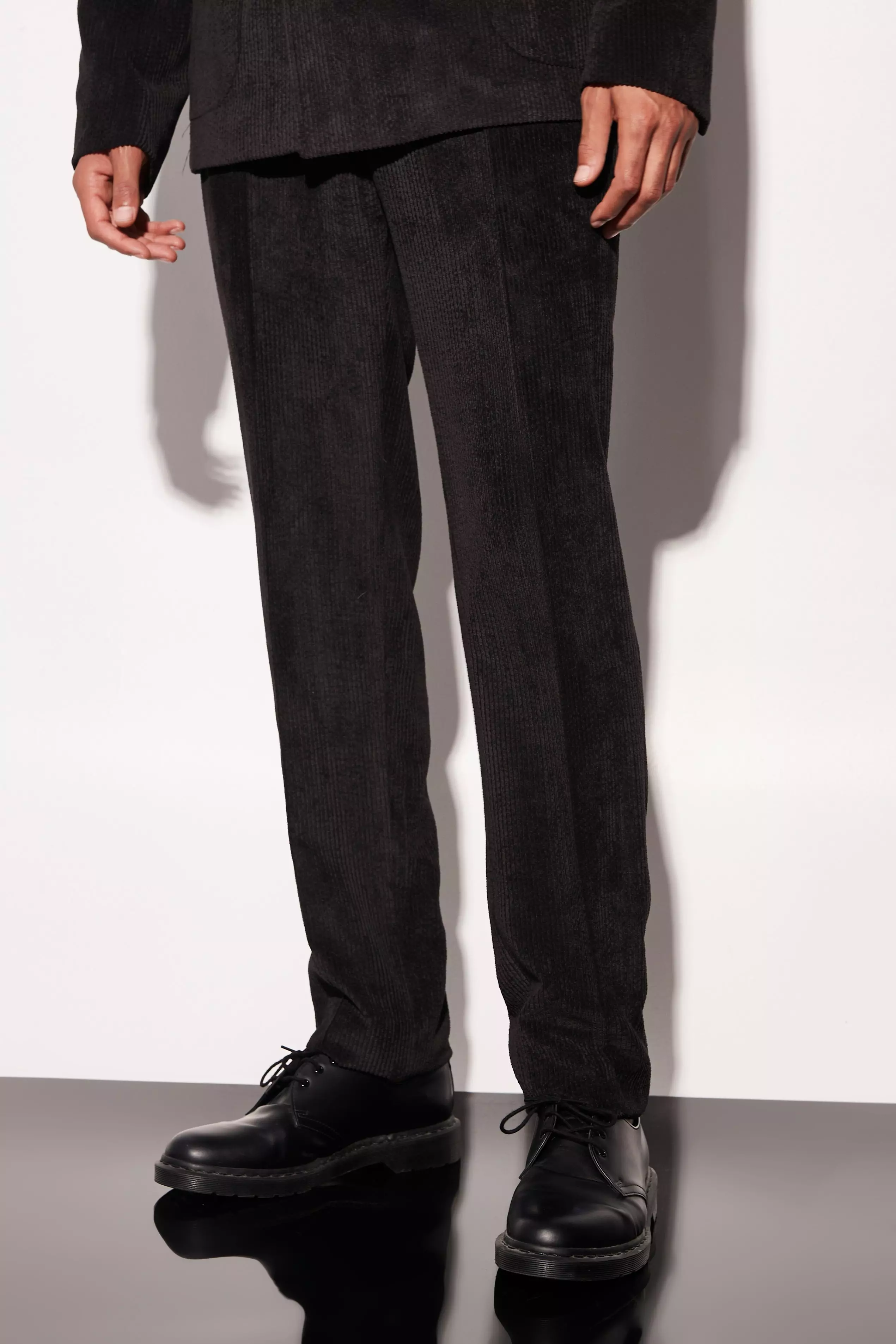 Black Tall Slim Cord Suit Pants