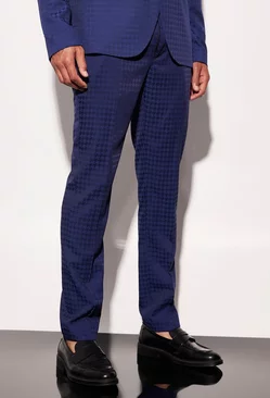 Tall Skinny Houndstooth Crop Suit Trouser navy