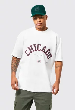 White Oversized Chicago Print T-shirt