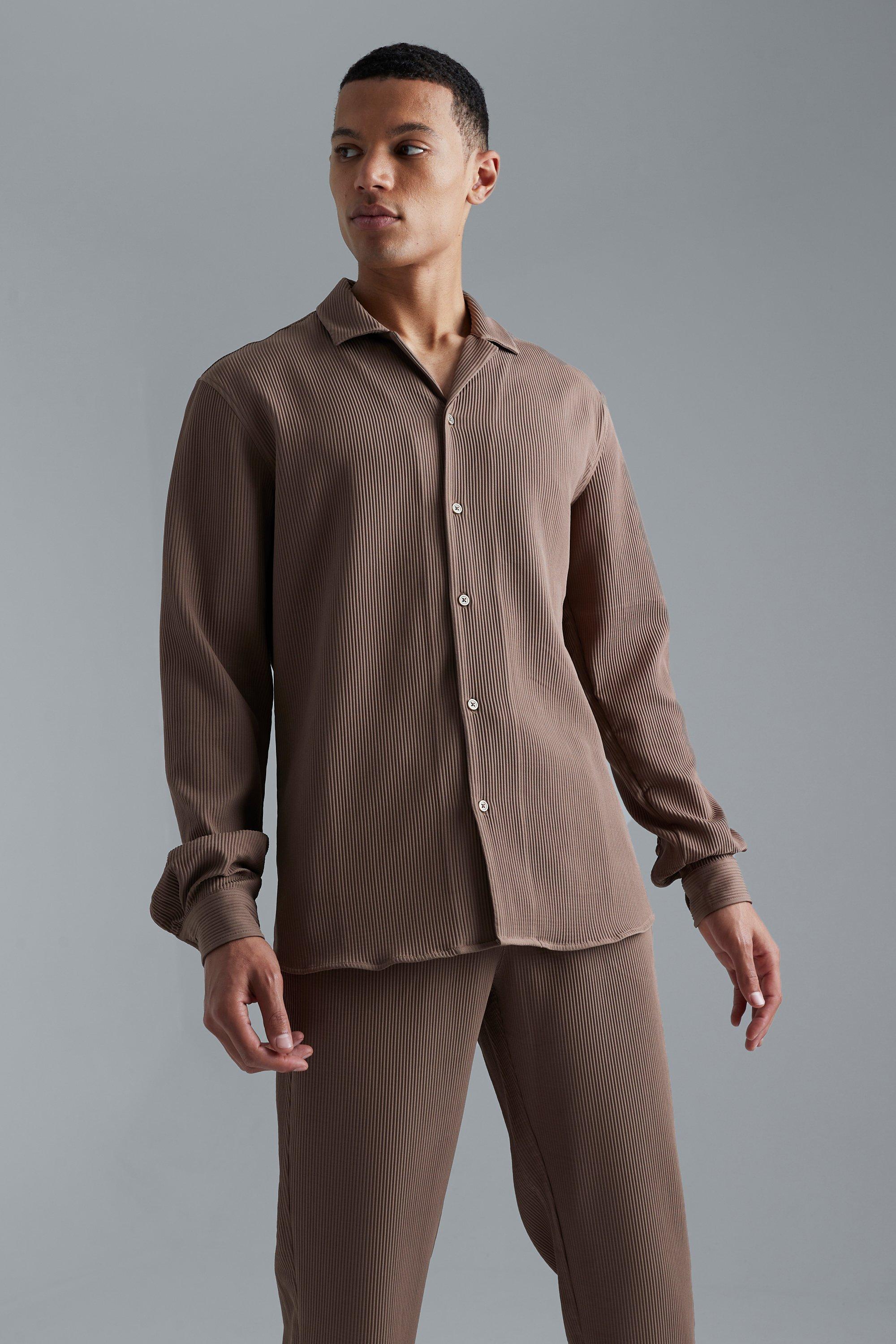 Tall Long Sleeve Oversized Revere Pleated Shirt