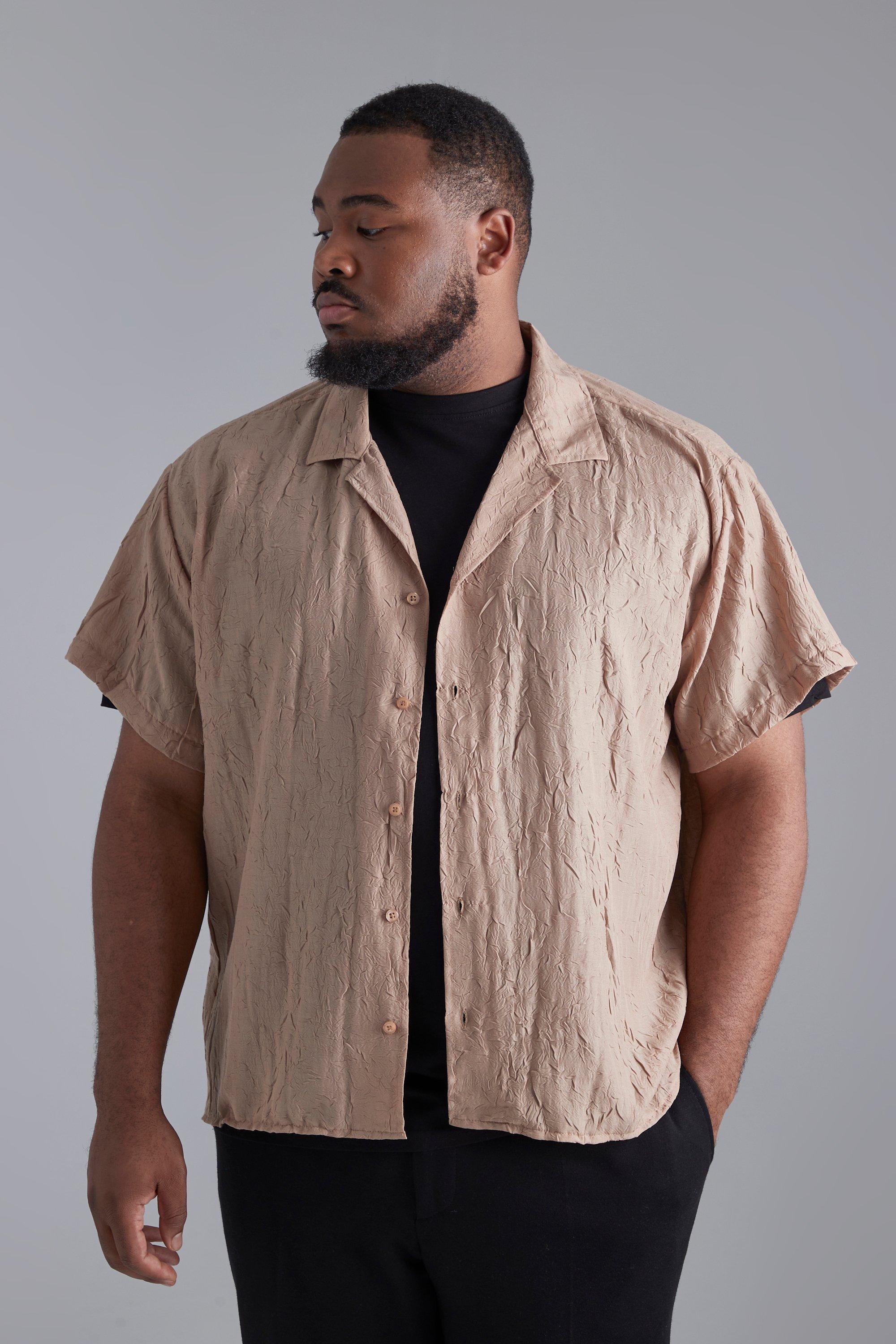 Short Sleeve Boxy Revere Crinkle Shirt