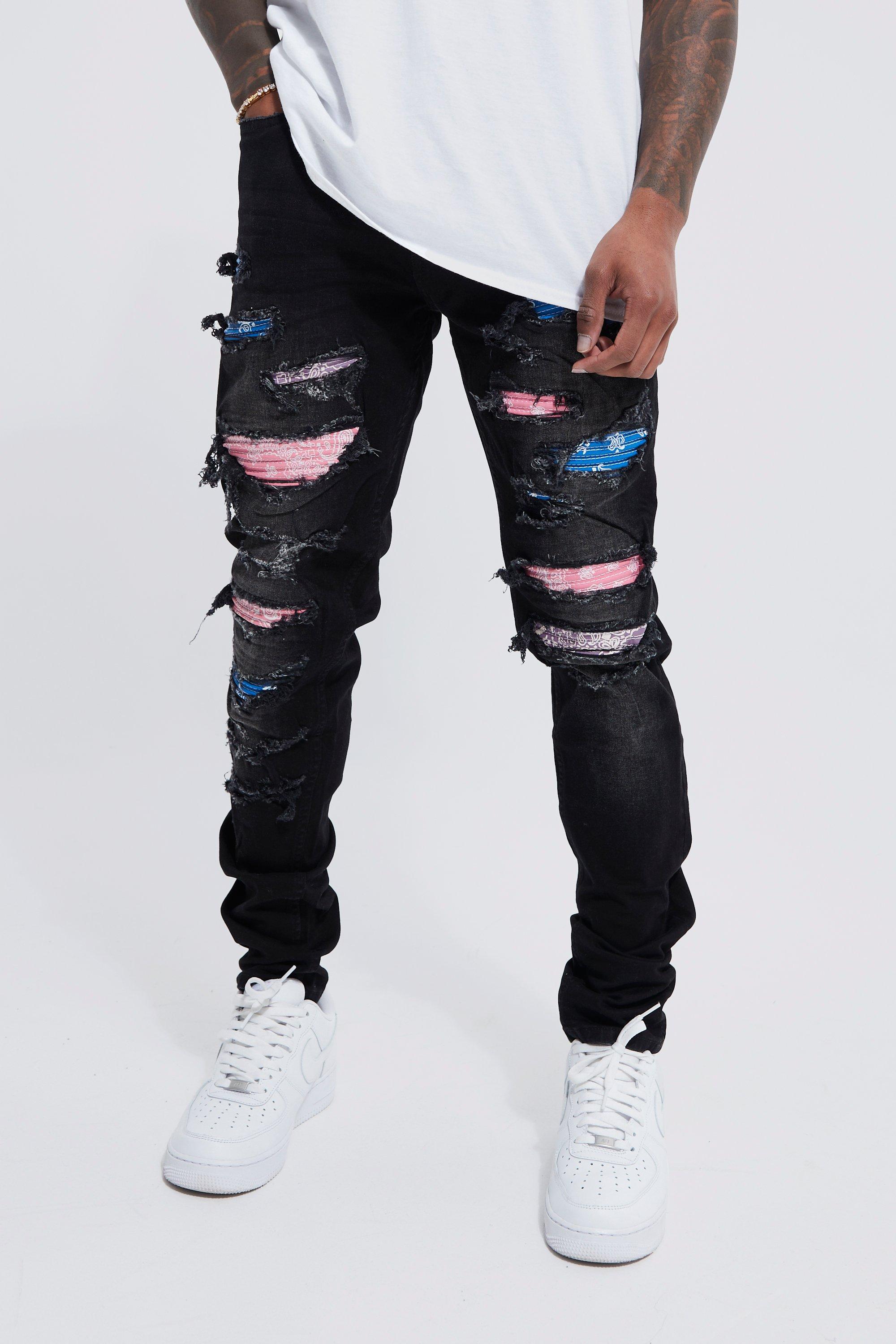 Skinny Stacked Bandana Patch Jeans