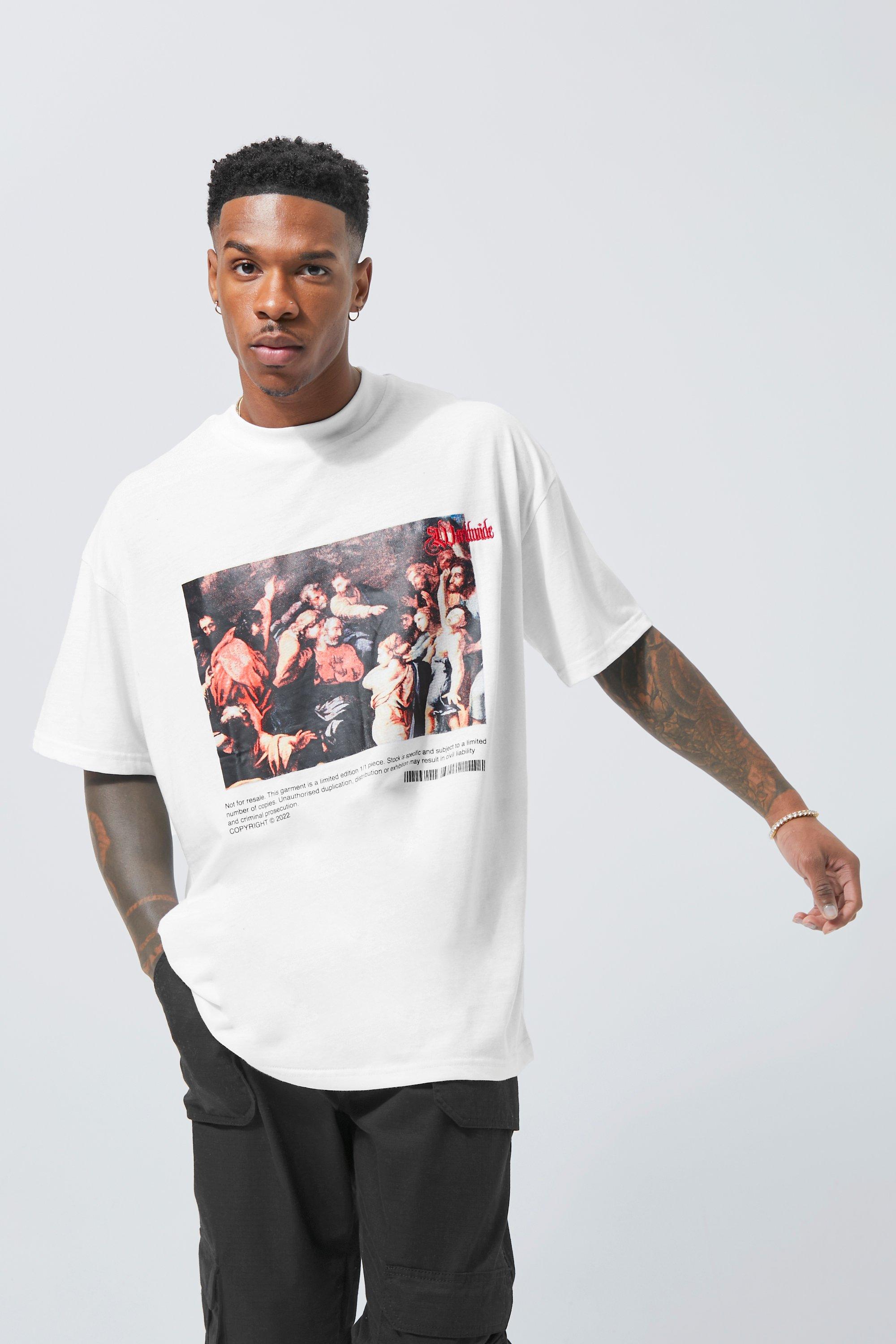 boohooMAN Oversized Extended Neck T-Shirt - White - Size S