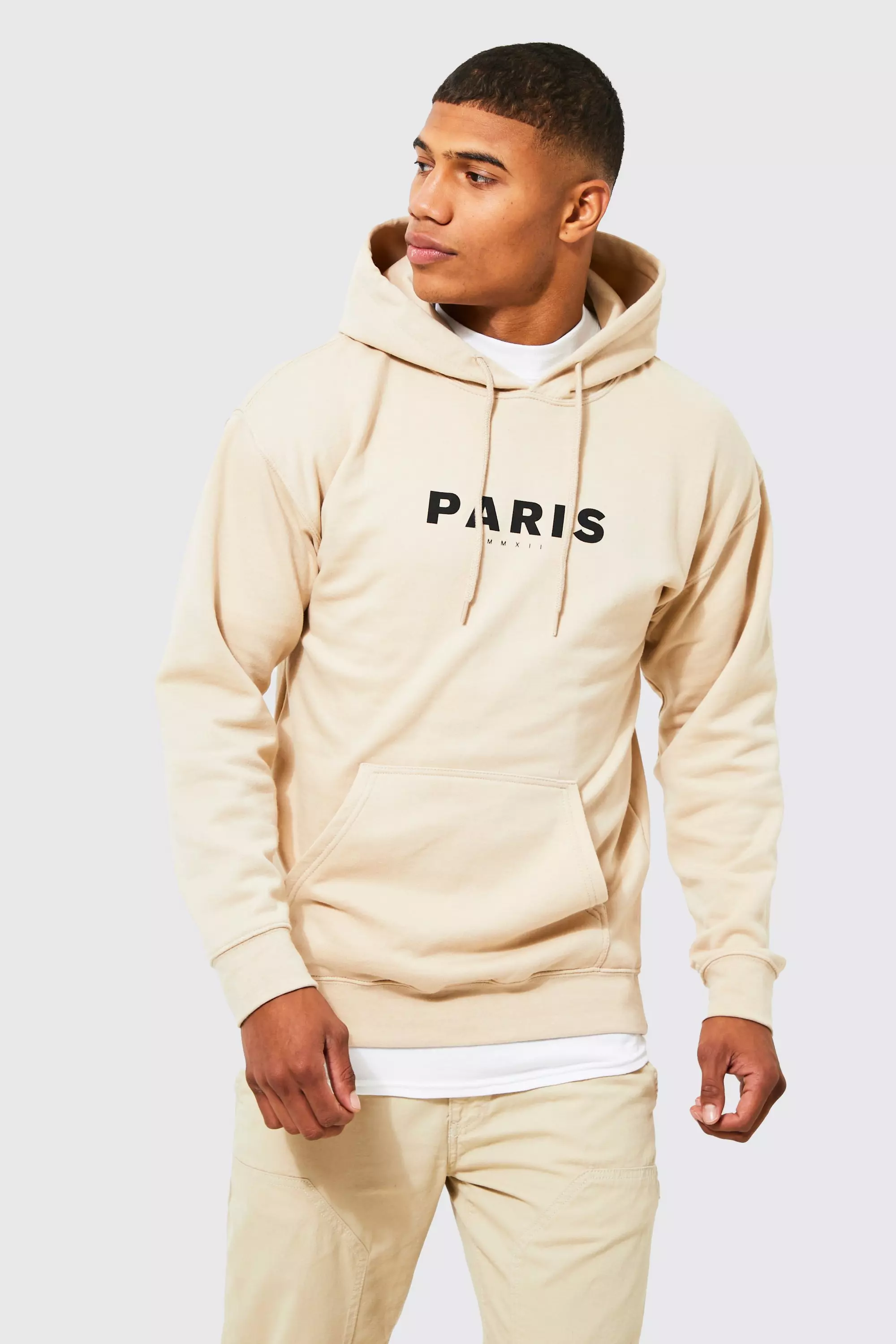 Sand Beige Paris Graphic Hoodie