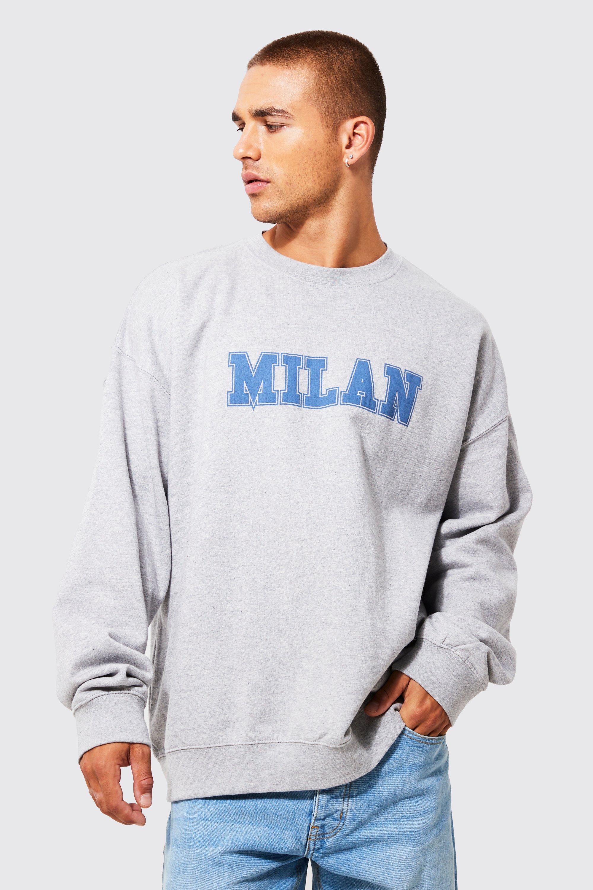 Oversized Milan Varsity Graphic Sweatshirt | boohooMAN UK