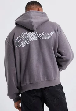 Grey Official Boxy Fit Zip Through Hoodie