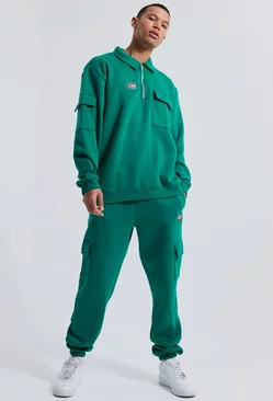 Tall Oversized Cargo Collared Tracksuit Forest