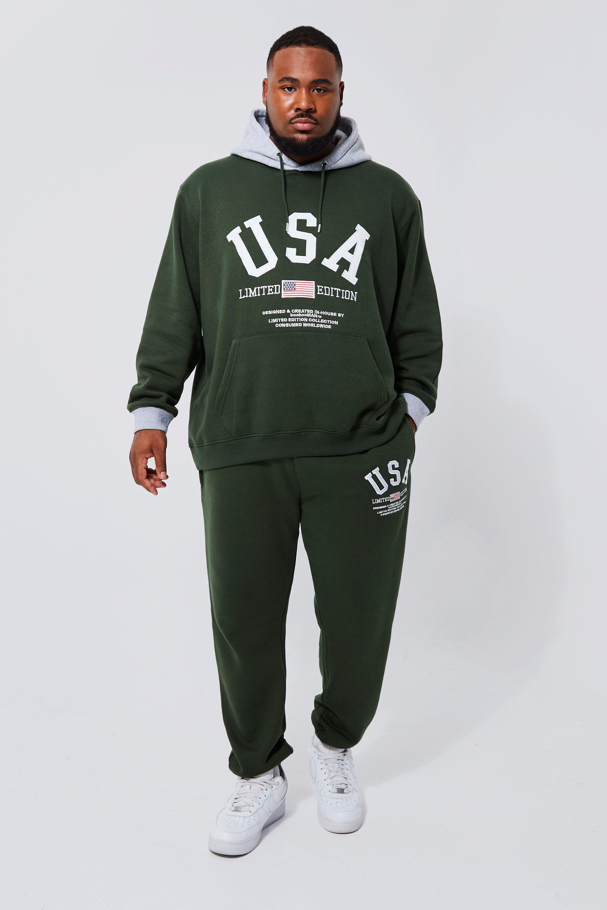 Platteland Proberen Kano Plus USA Varsity Contrast Hooded Tracksuit | boohooMAN USA