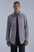 Taupe Long Sleeve Pleated Slim Fit Shirt