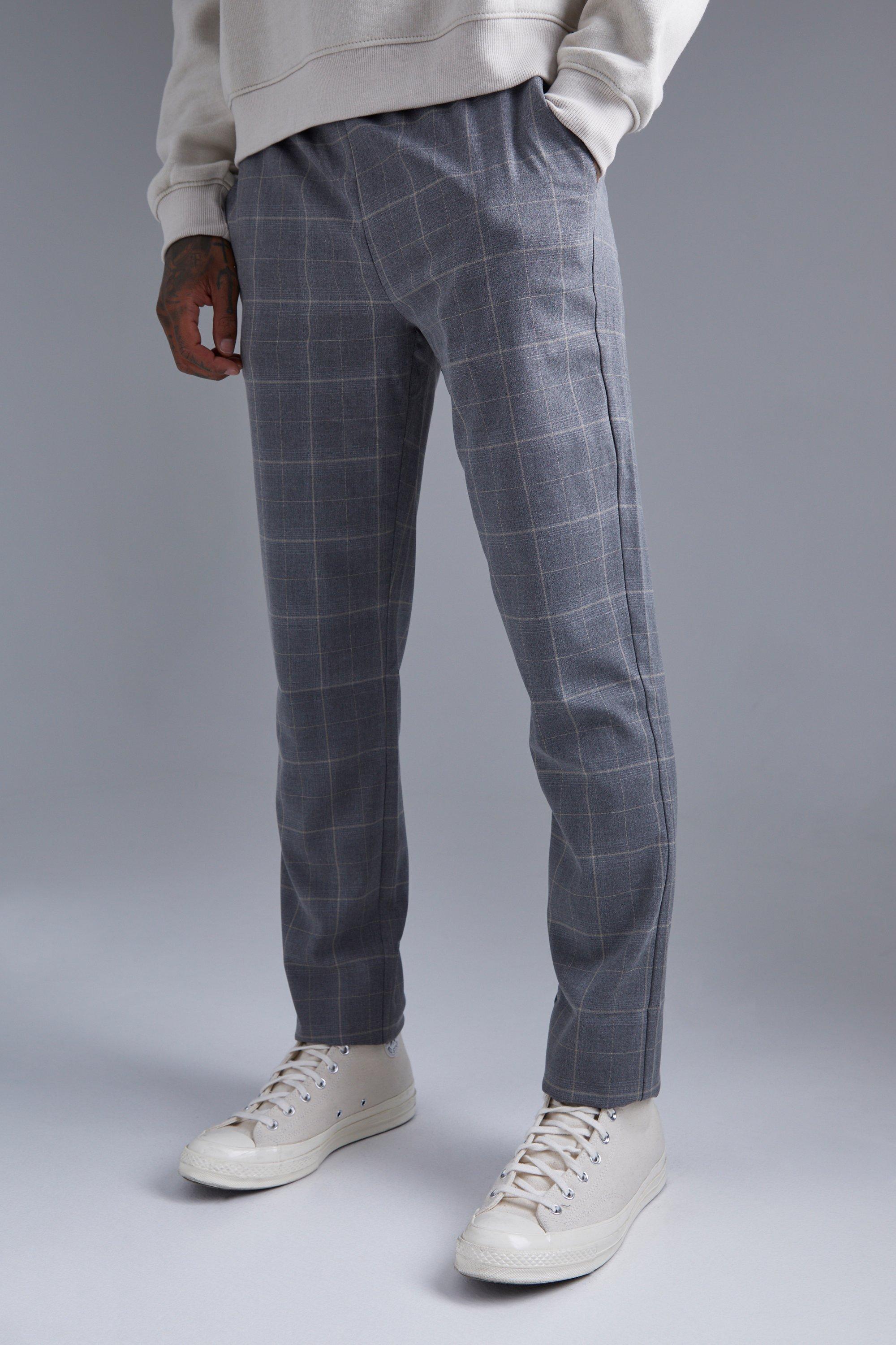 Slim Check Jogger Waist Trousers boohooMAN