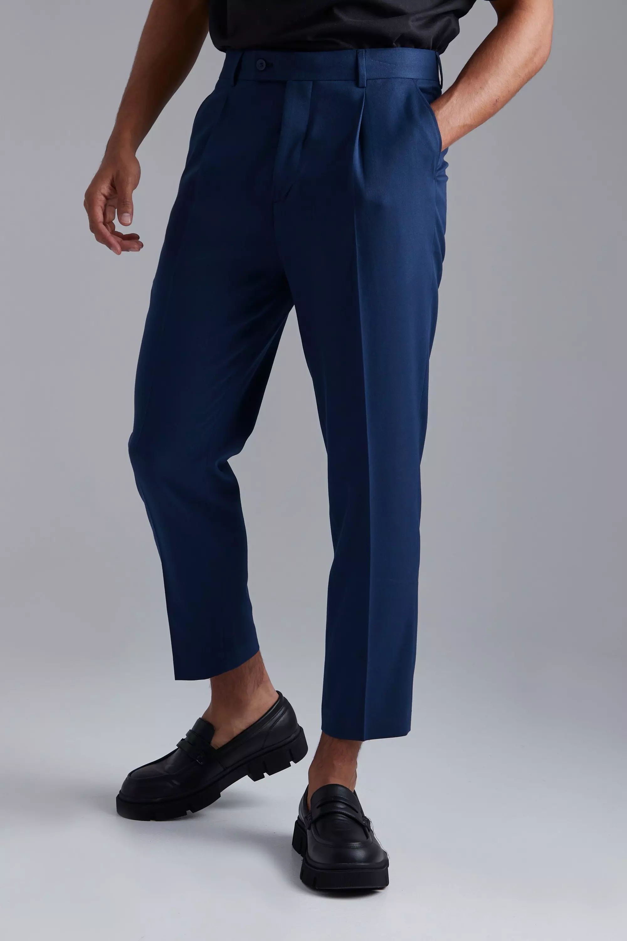 Navy Tapered Comfort Stretch Pants