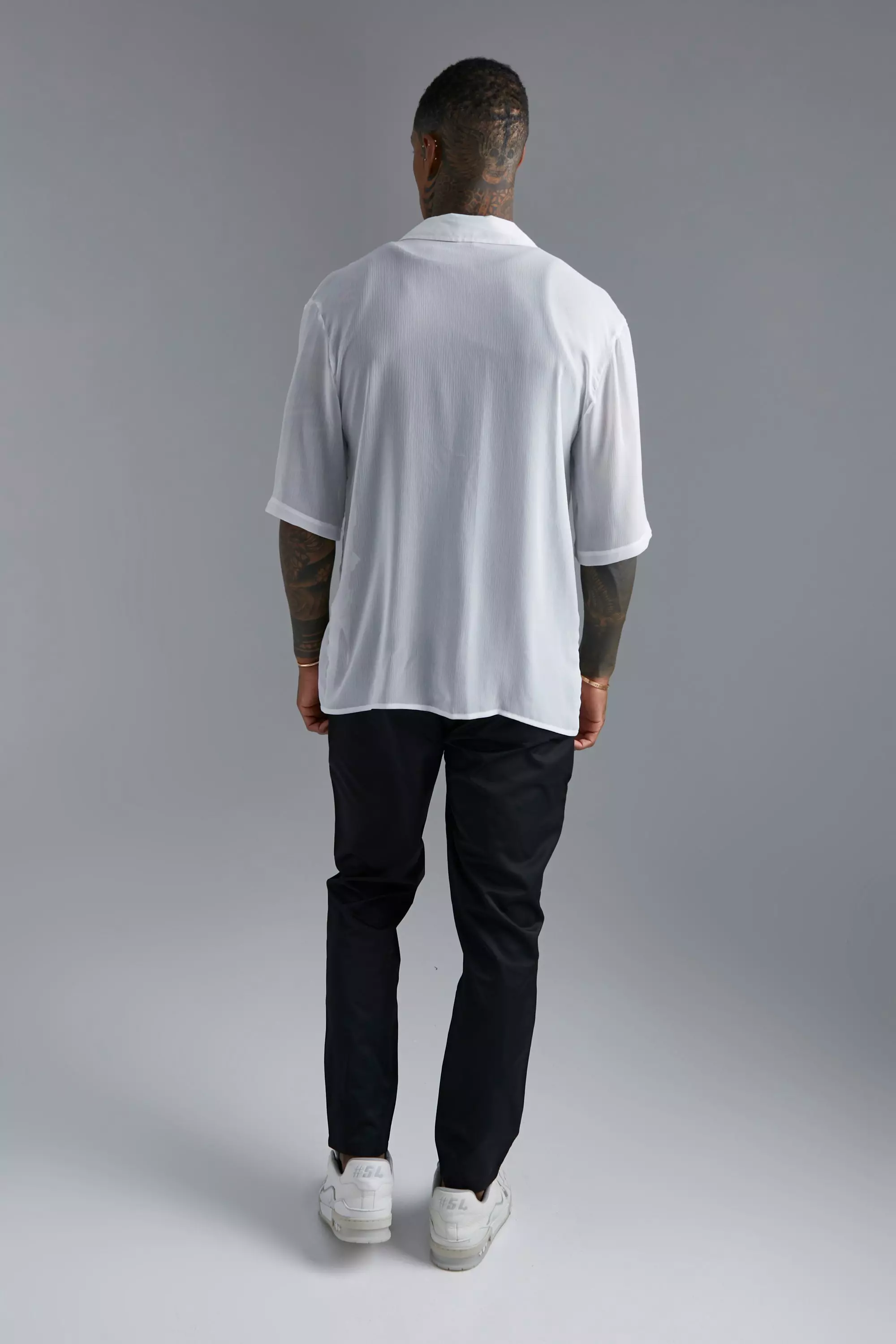 Camicia In Chiffon Con Rever Scesi, White immagine alternativa