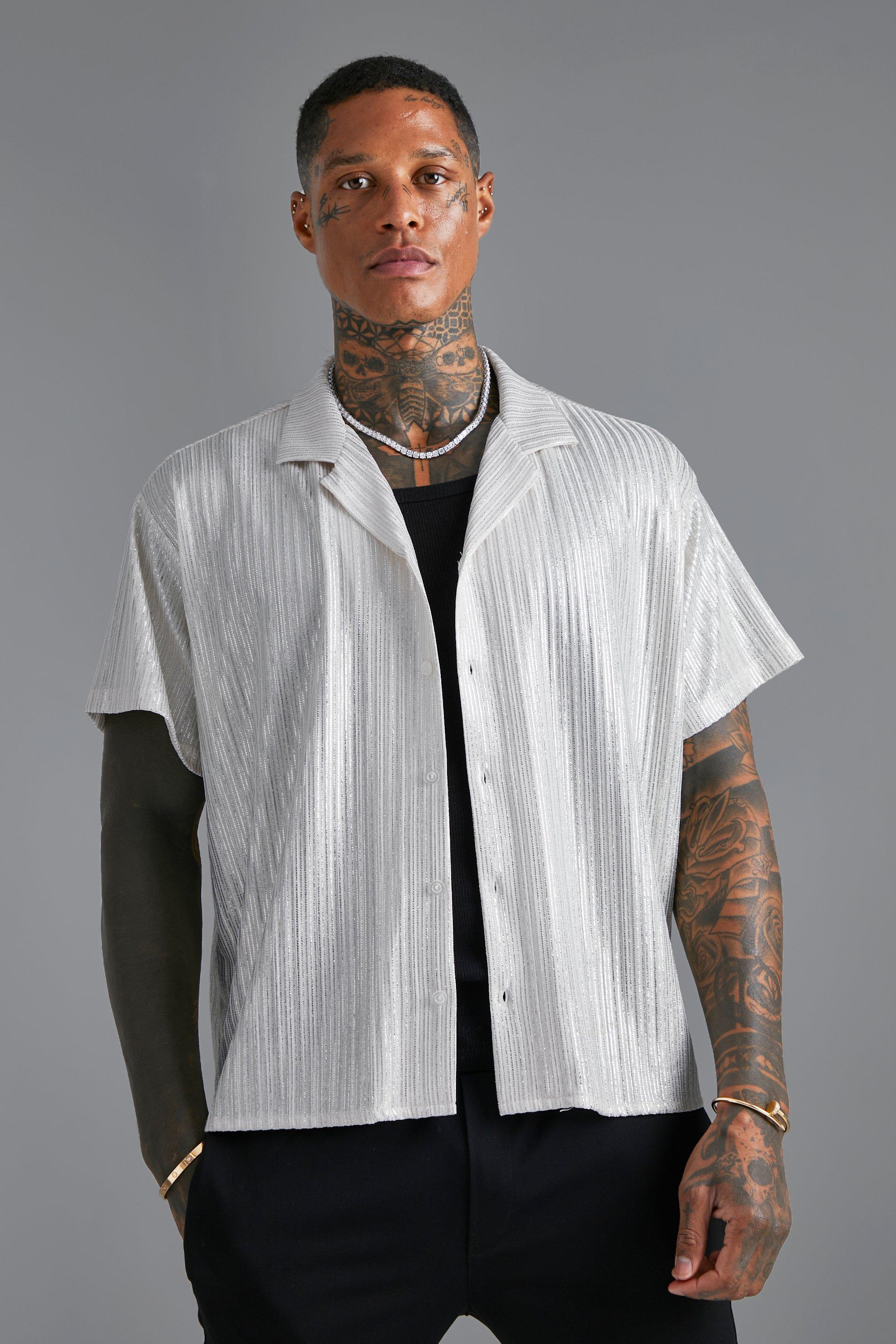 boohooMAN Men's Short Sleeve Denim Shirt