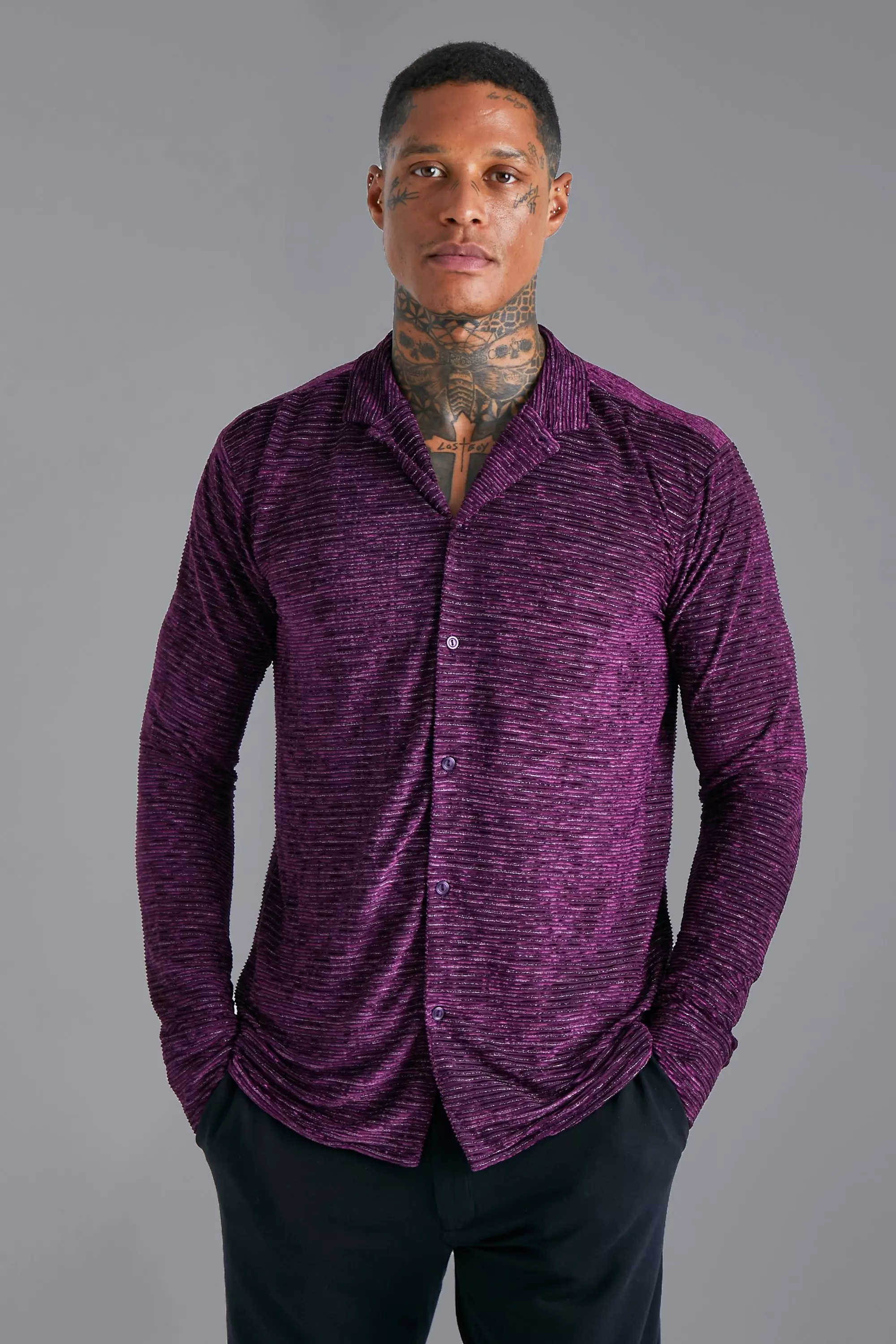 Purple Long Sleeve Glitter Stripe Shirt alternative image