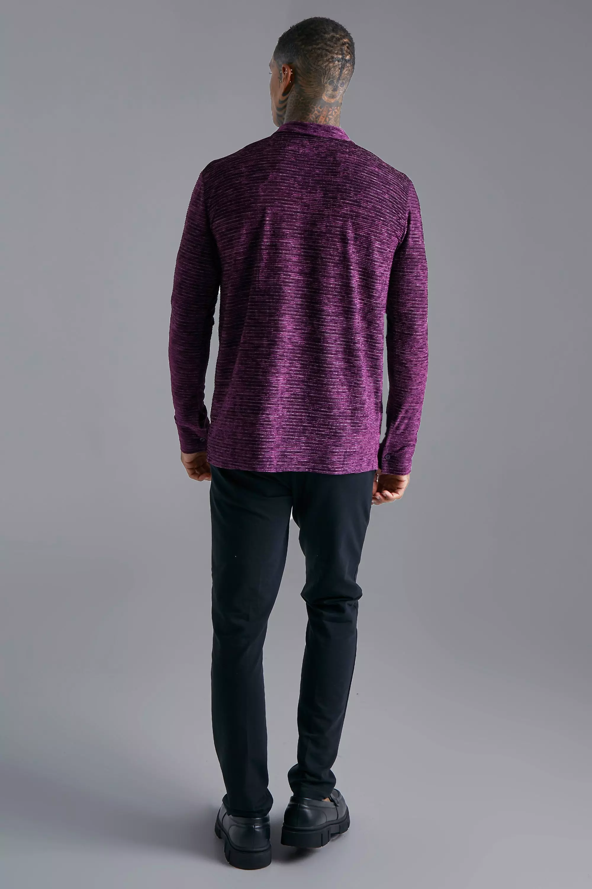 Purple Long Sleeve Glitter Stripe Shirt alternative image