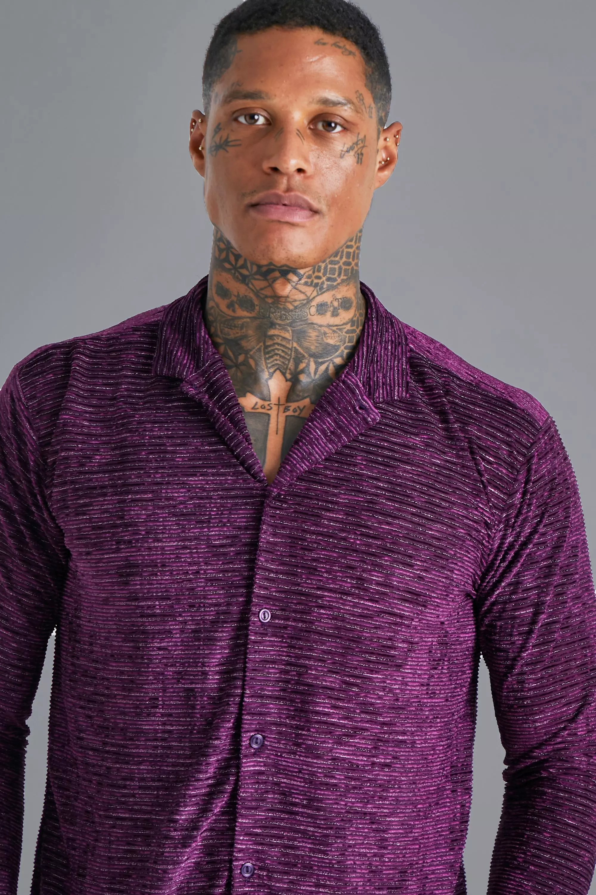 Purple Long Sleeve Glitter Stripe Shirt alternative image