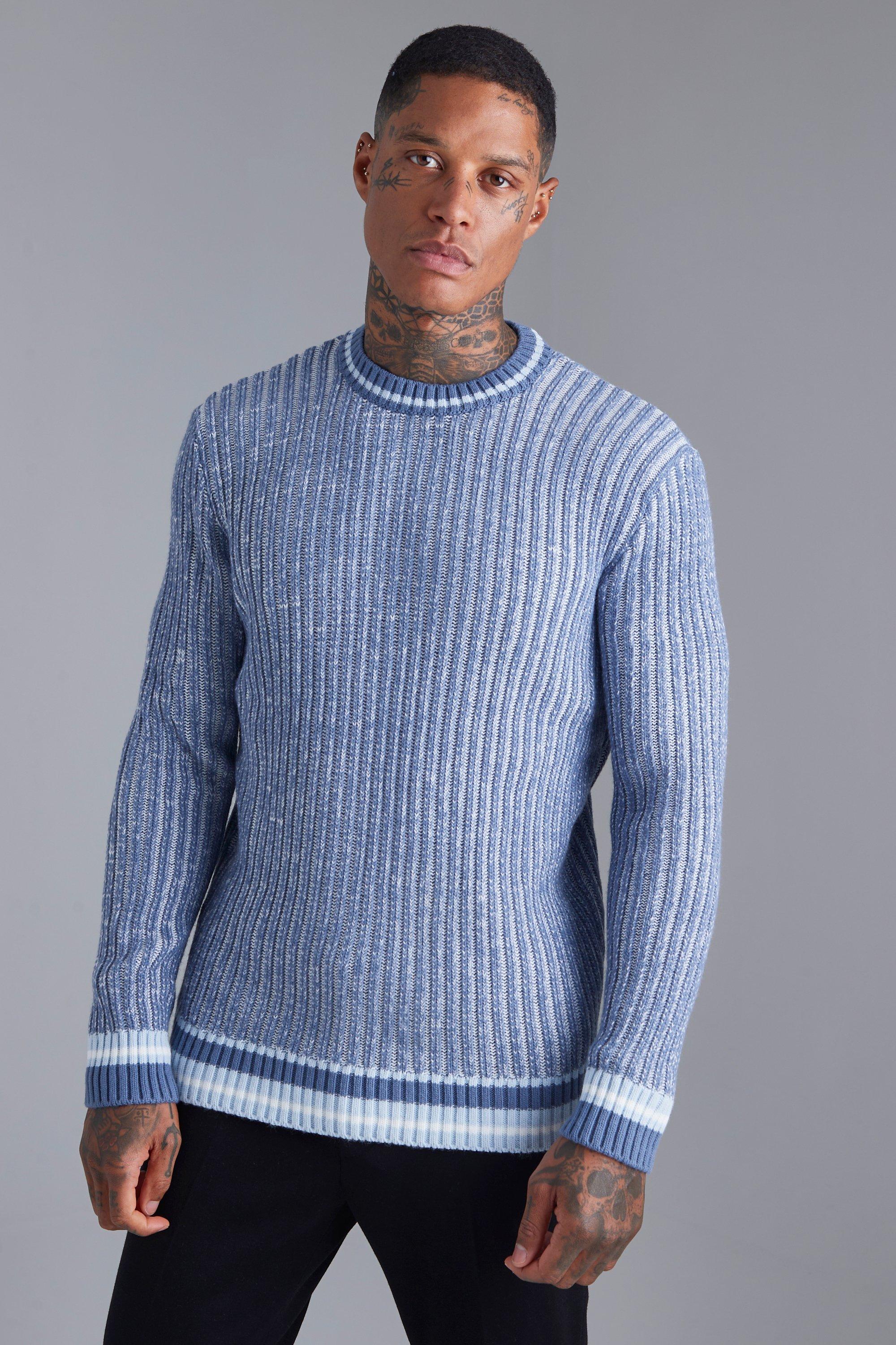 Crew Neck Sport Rib Ribbed Sweater boohooMAN USA