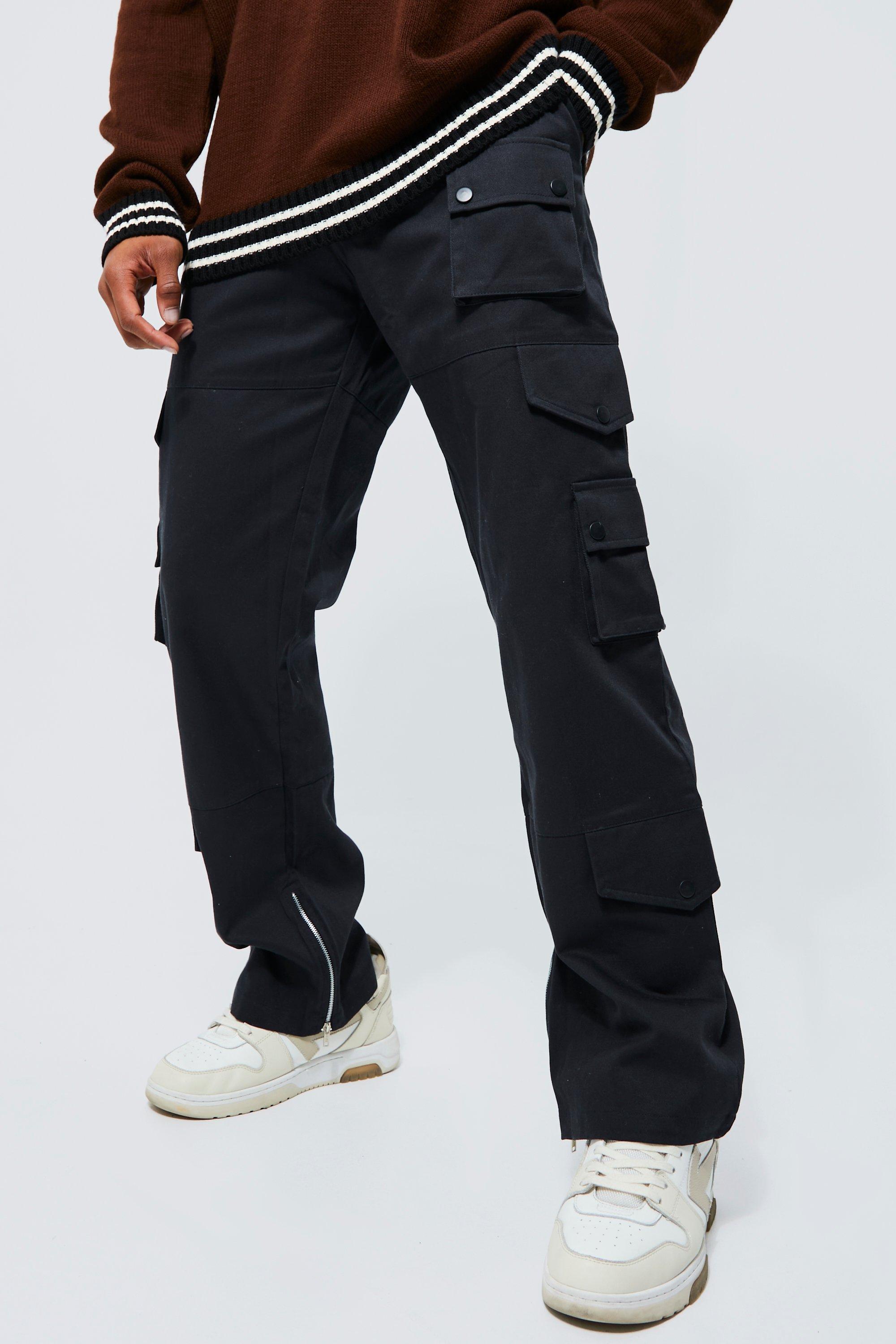 boohooMAN Men's Tall Fixed Relaxed Fit Cargo Pants